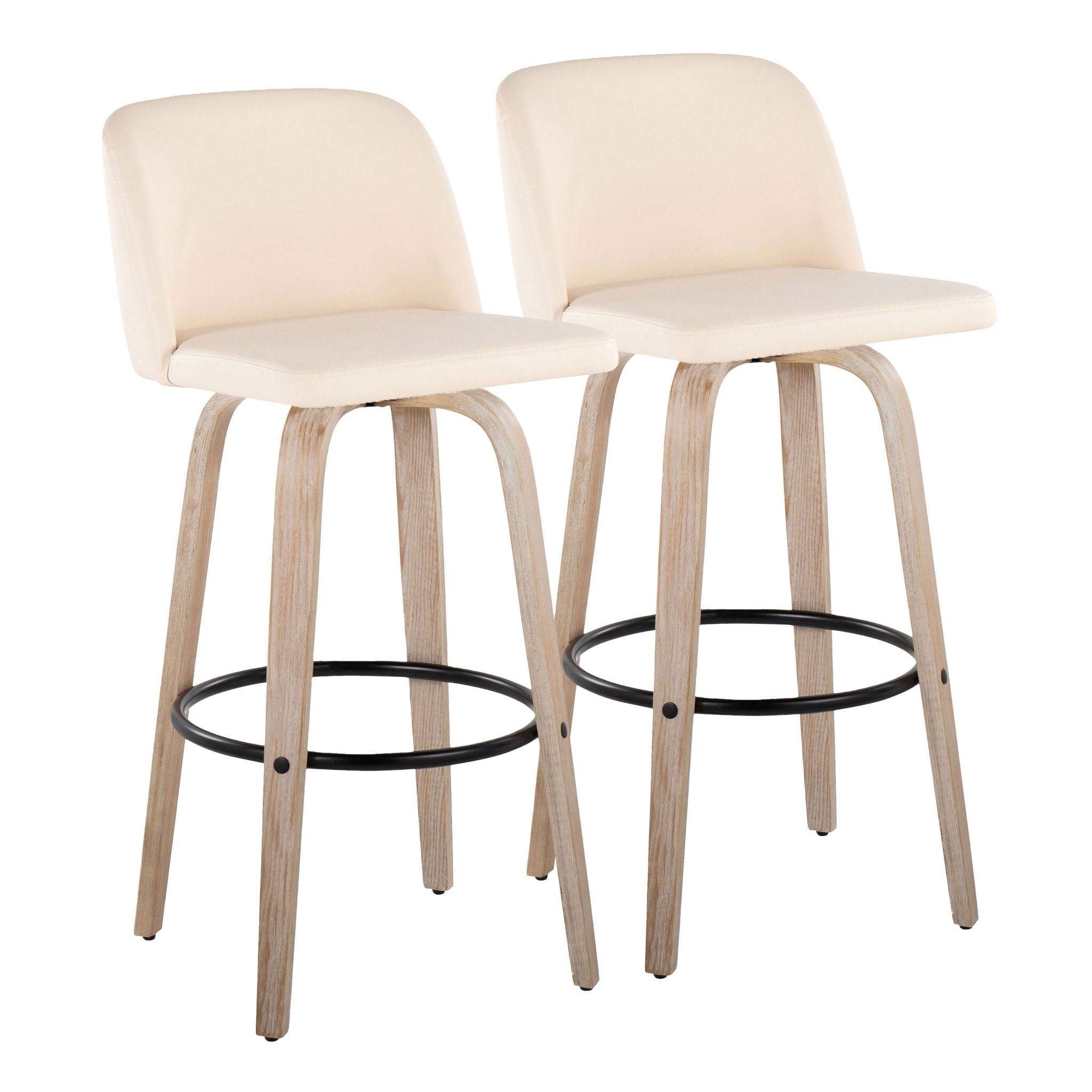 Toriano - Mid-Century Modern Fixed Height BarStool With Round Footrest (Set of 2) - Best Buy Furniture