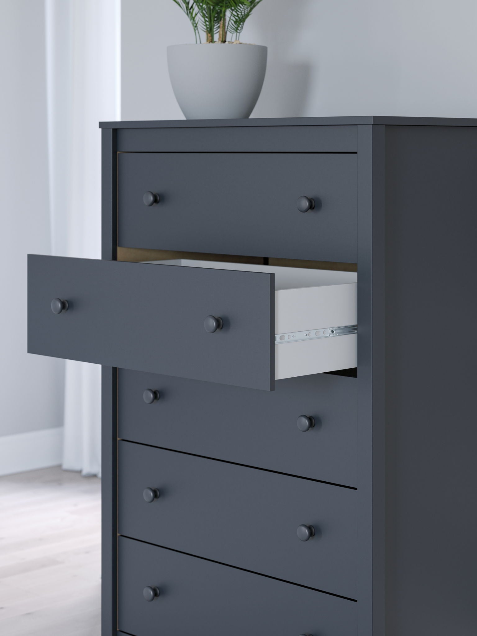 Simmenfort - Five Drawer Chest - Navy Blue - Best Buy Furniture