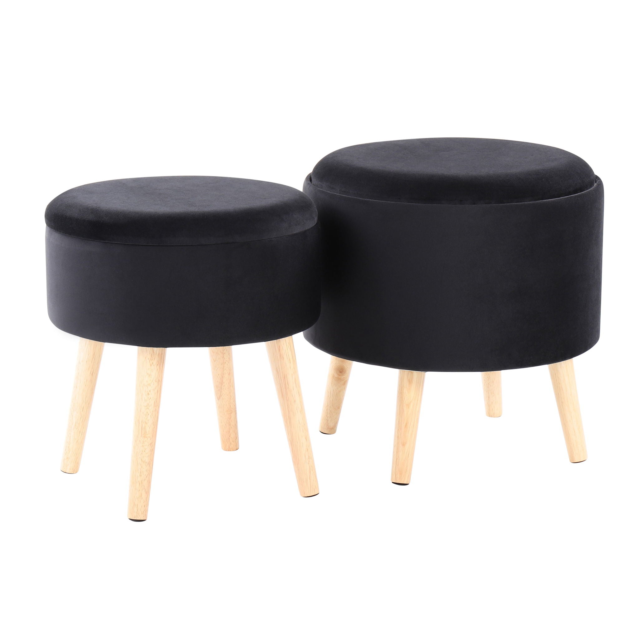 Tray - Contemporary Storage Ottoman With Matching Stool - Black / Natural - Best Buy Furniture