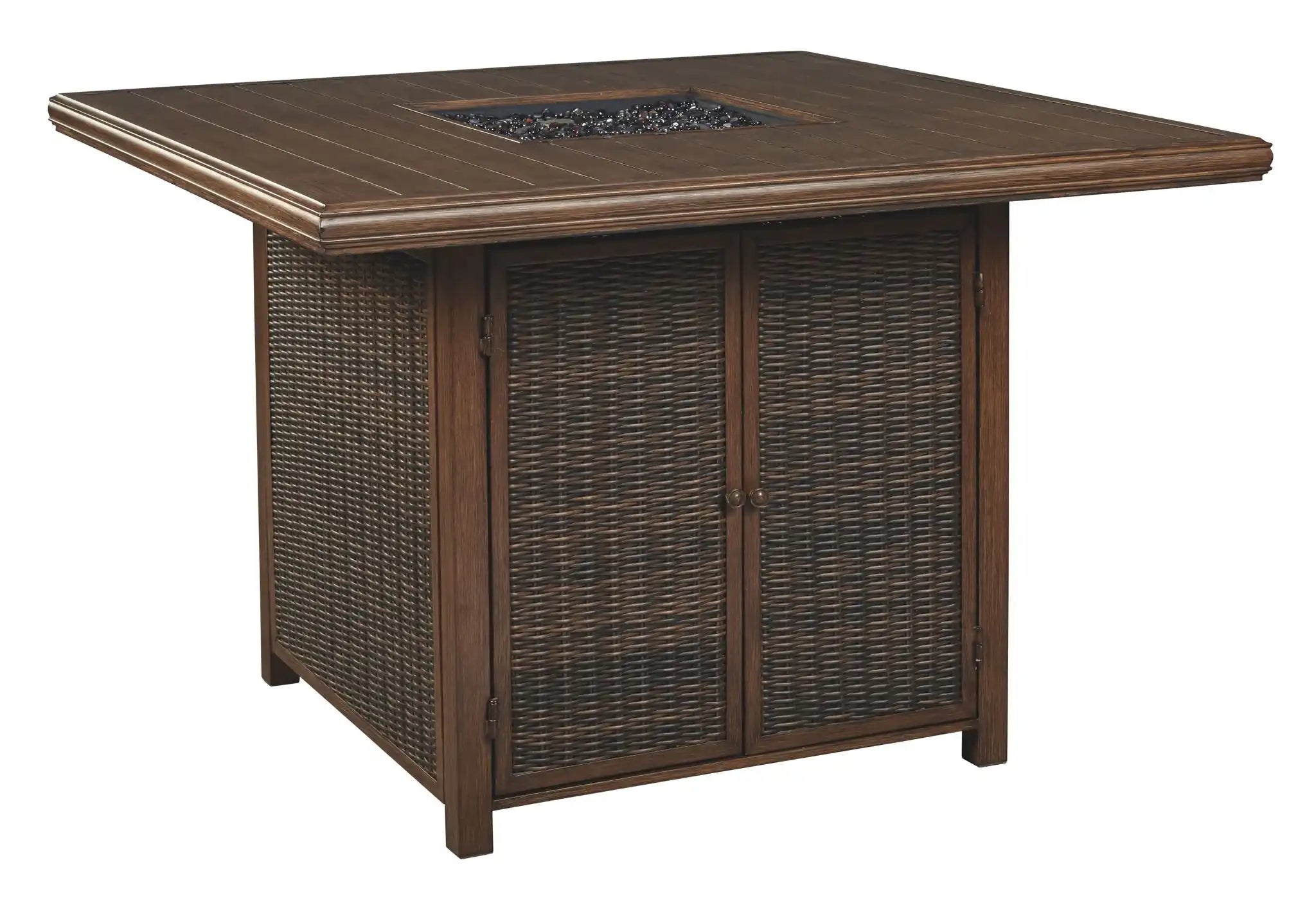 Paradise Trail - Square Bar Table w/Fire Pit - Medium Brown - Best Buy Furniture