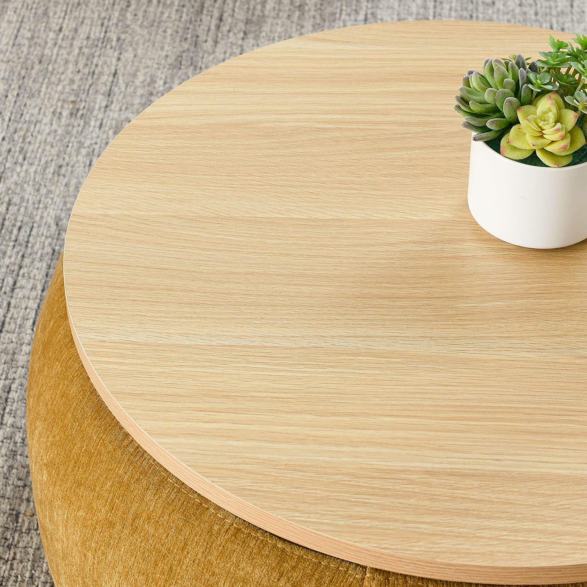 Round Storage Ottoman, 2 In 1 Function, End Table And Ottoman - Best Buy Furniture