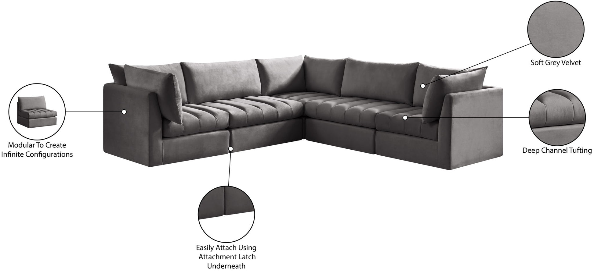 Jacob - Modular Corner Sectional 5 Piece - Best Buy Furniture