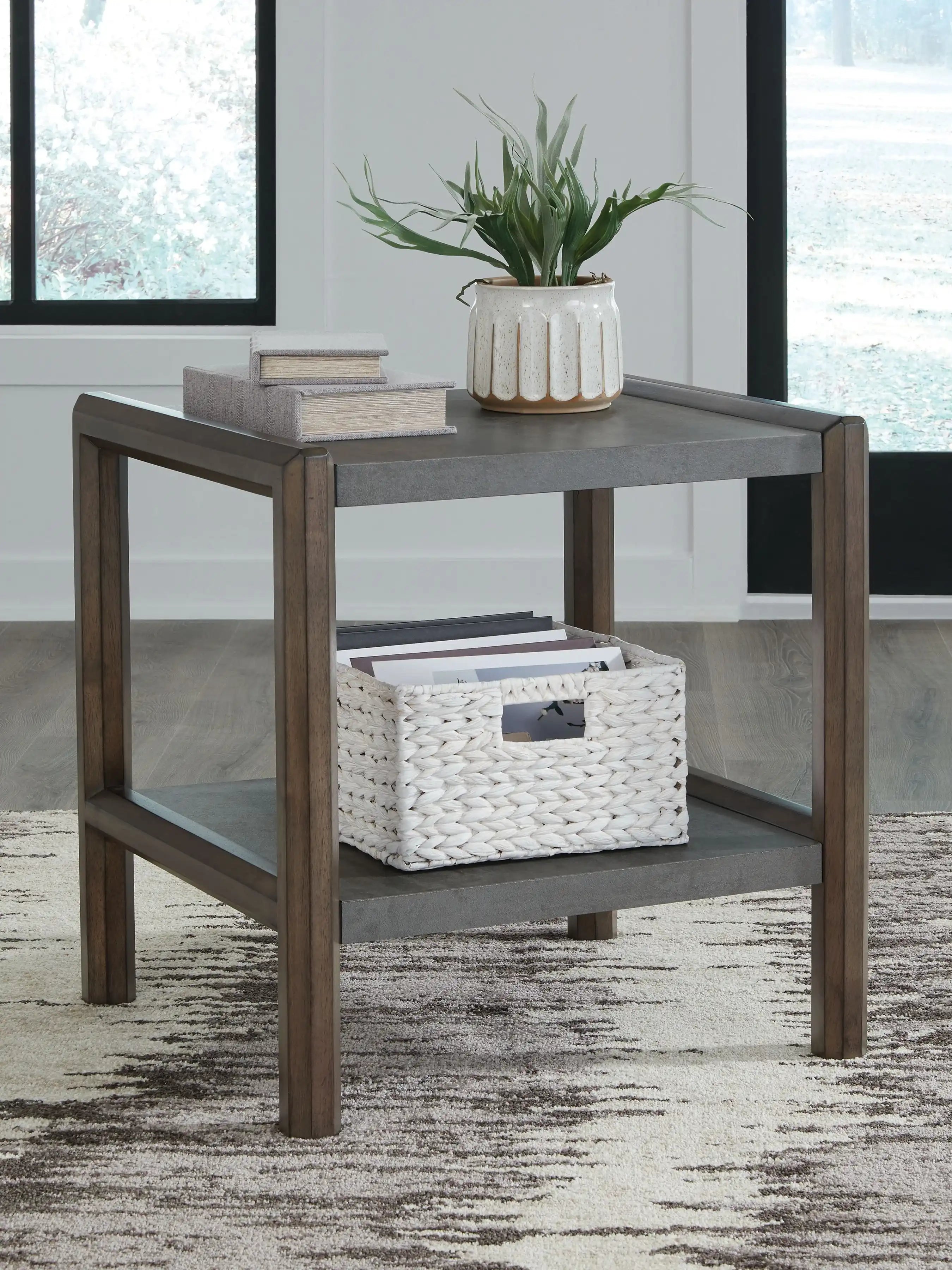 Kallenny - Rectangular End Table - Brown / Gray - Best Buy Furniture