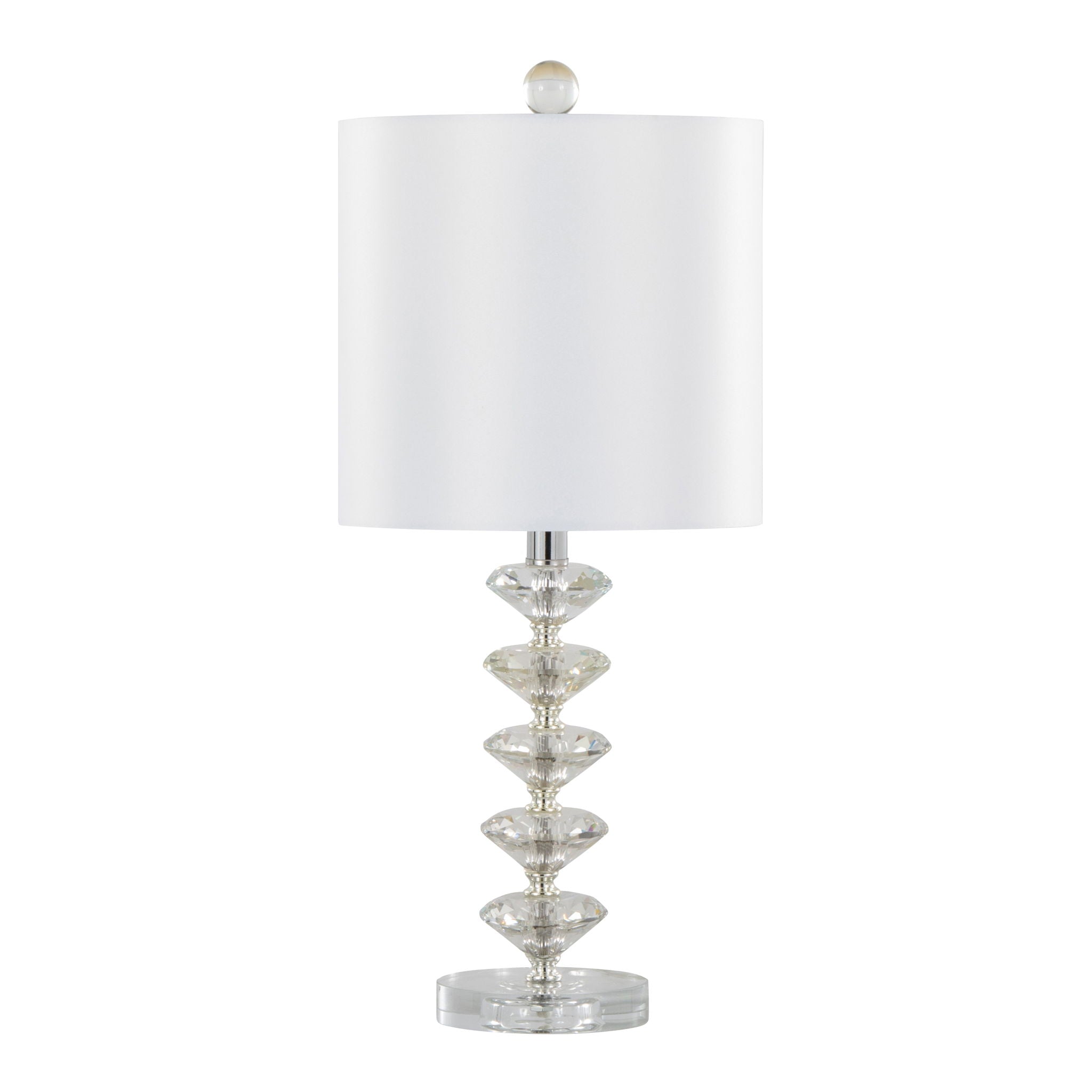 Diamond - Stacked Contemporary Crystal Table Lamp (Set of 2) - Clear / Off White / Chrome - Best Buy Furniture