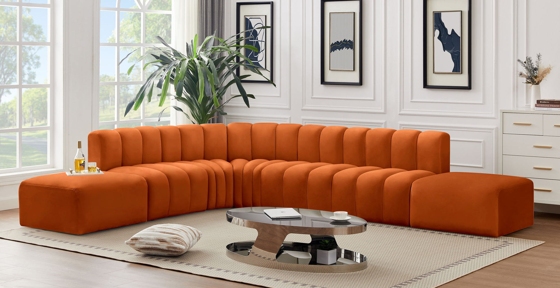 Arc - Velvet 7 Piece Corner Modular Sofa - Best Buy Furniture