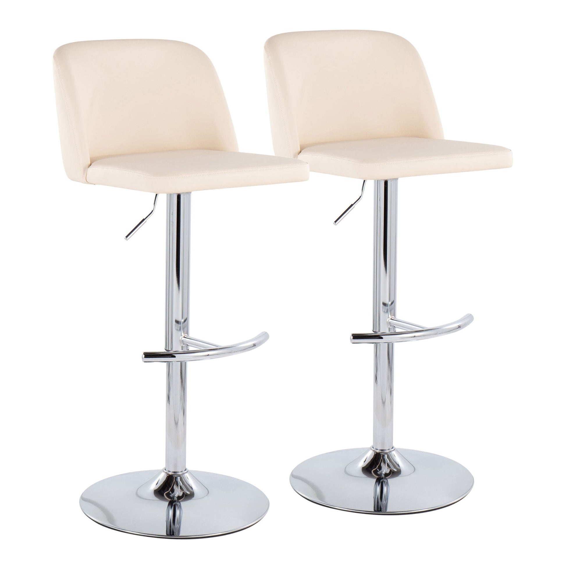 Toriano - Contemporary Adjustable Barstool With Swivel & Rounded T Footrest (Set of 2) - Best Buy Furniture