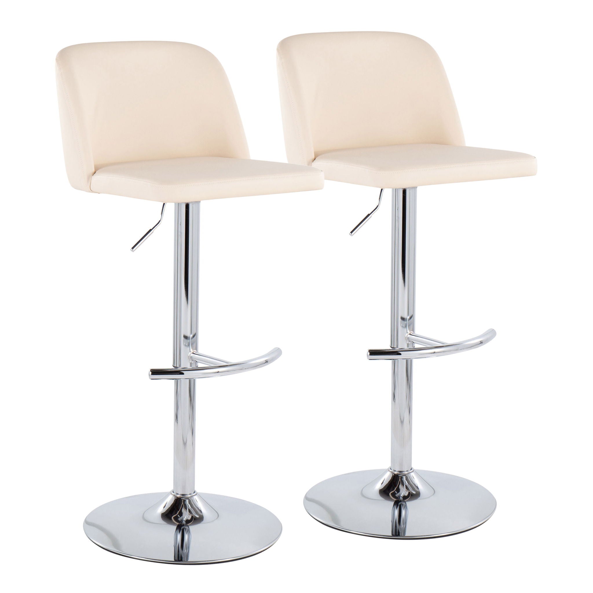 Toriano - Contemporary Adjustable Barstool With Swivel & Rounded T Footrest (Set of 2) - Best Buy Furniture