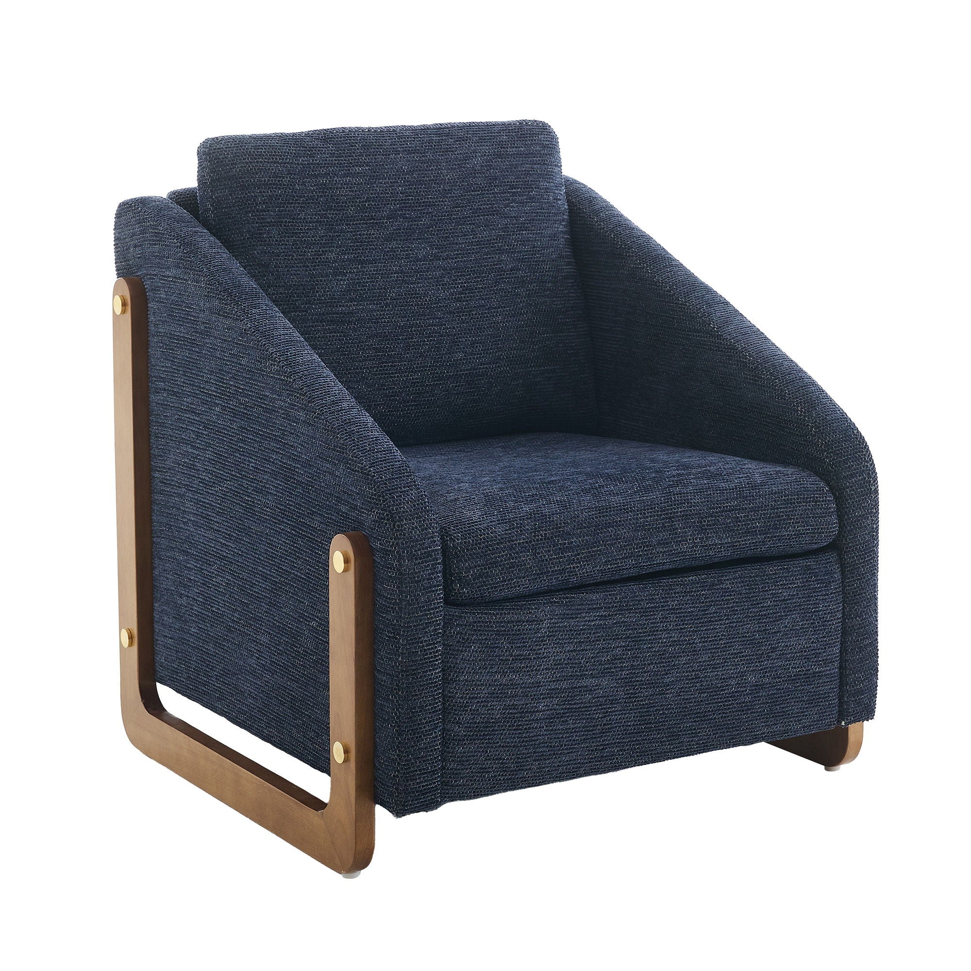 Modern Chenille Upholstered Armchair With Wooden Side Frame - Best Buy Furniture