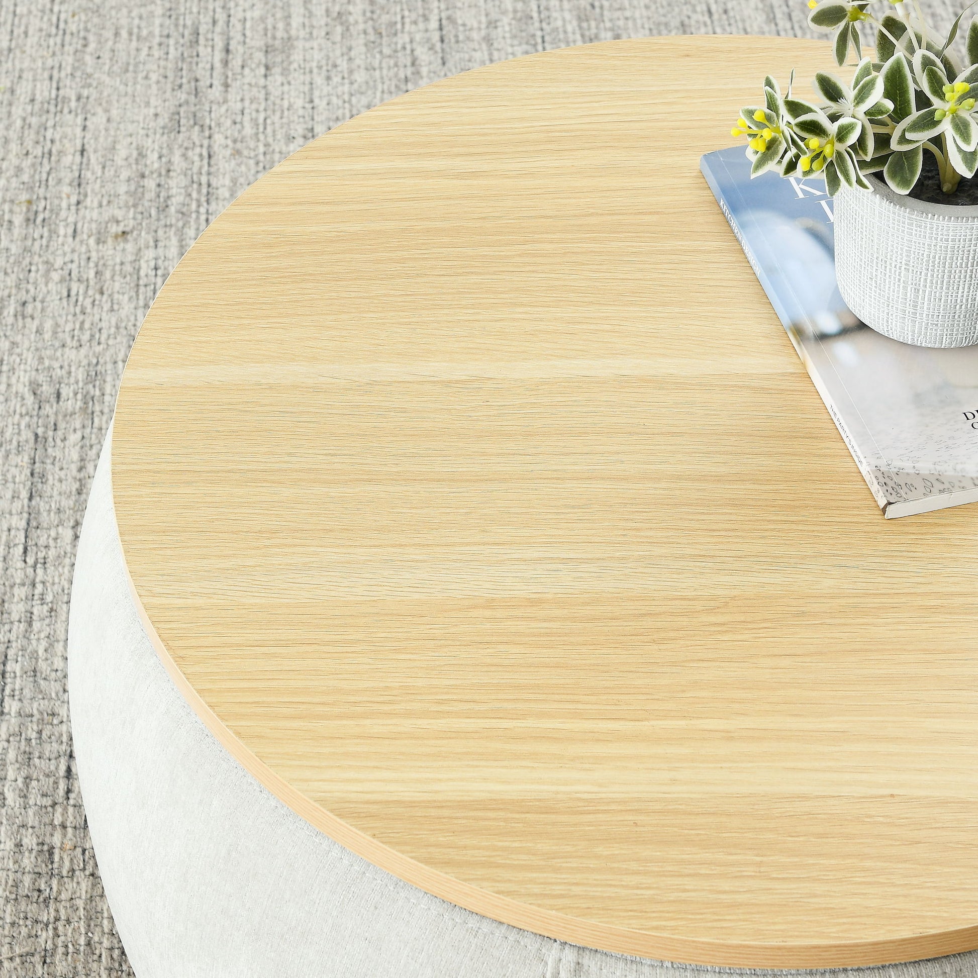 Round Storage Ottoman, 2 In 1 Function, End Table And Ottoman - Best Buy Furniture