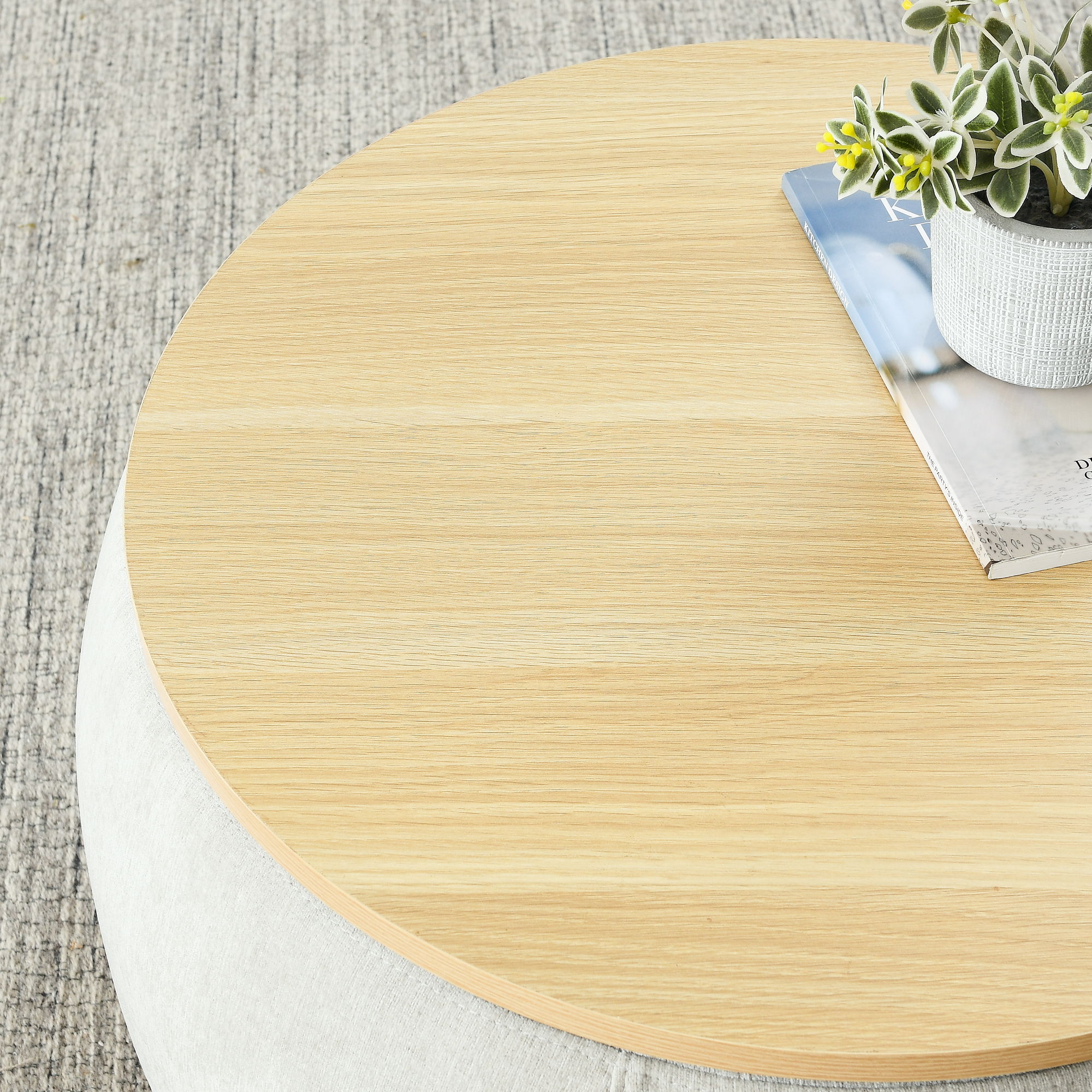 Round Storage Ottoman, 2 In 1 Function, End Table And Ottoman - Best Buy Furniture