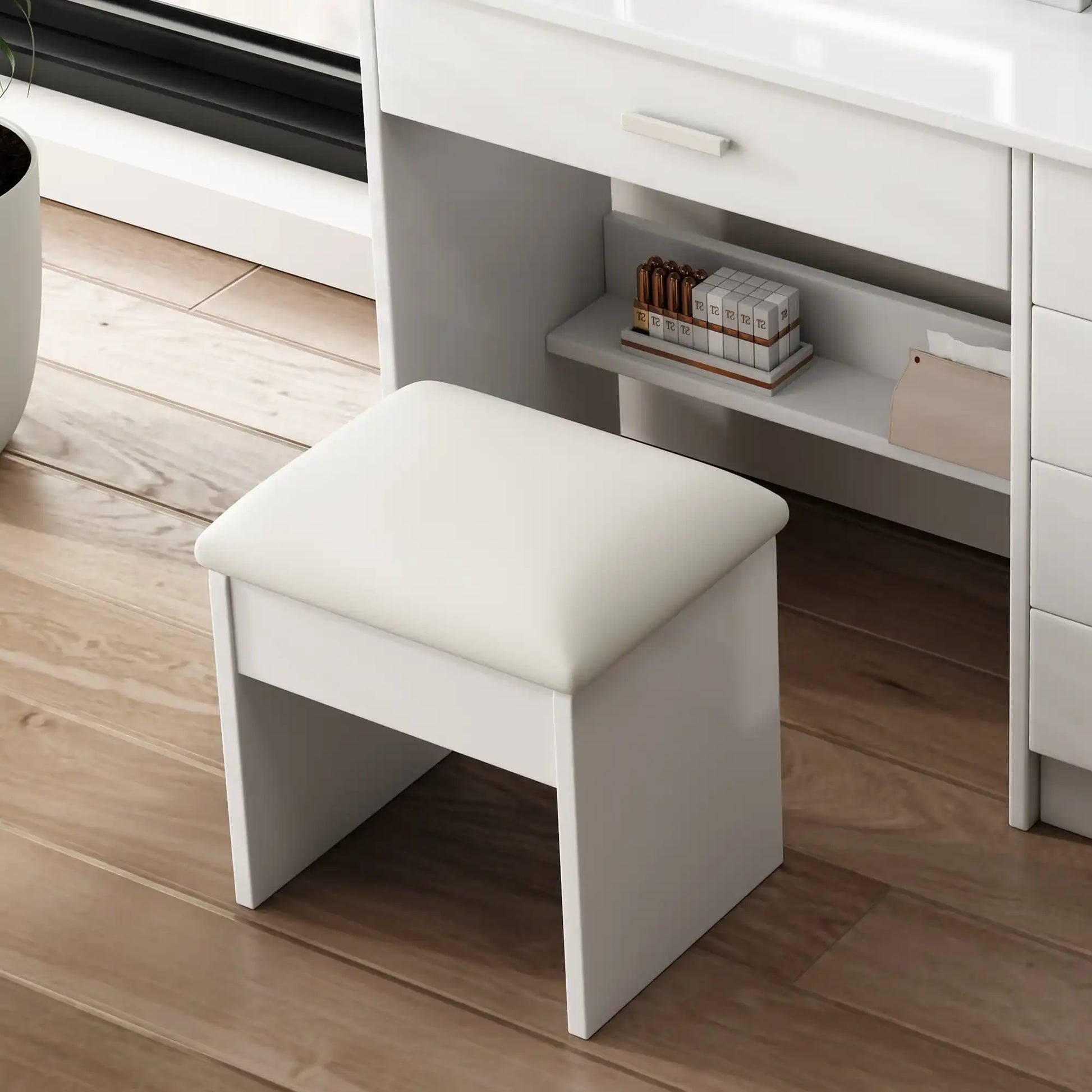 Cosima Modern White Makeup Vanity With Stool - Best Buy Furniture