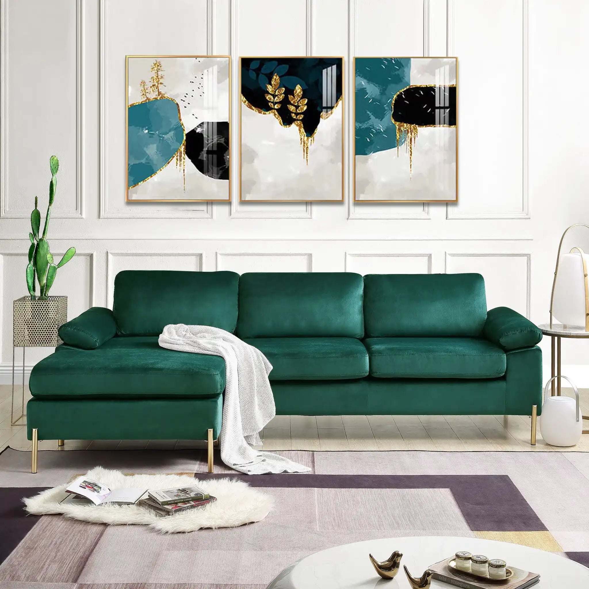 Shannon - Velvet Sectional Sofa With Chaise - Best Buy Furniture