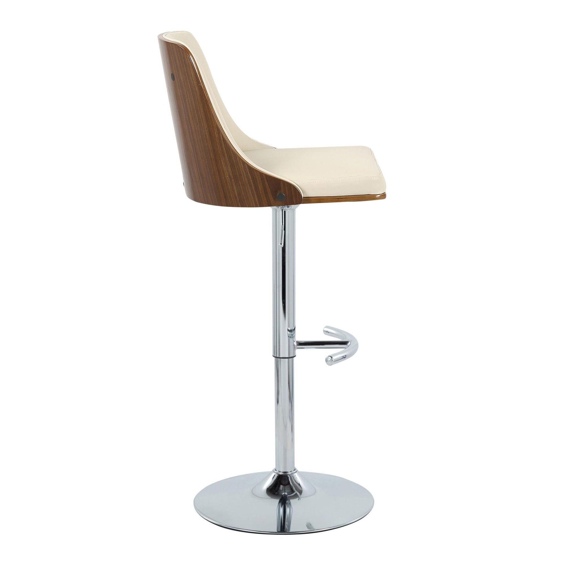 Gianna - Mid Century Modern Adjustable Barstool With Swivel With Rounded T Footrest (Set of 2) - Best Buy Furniture