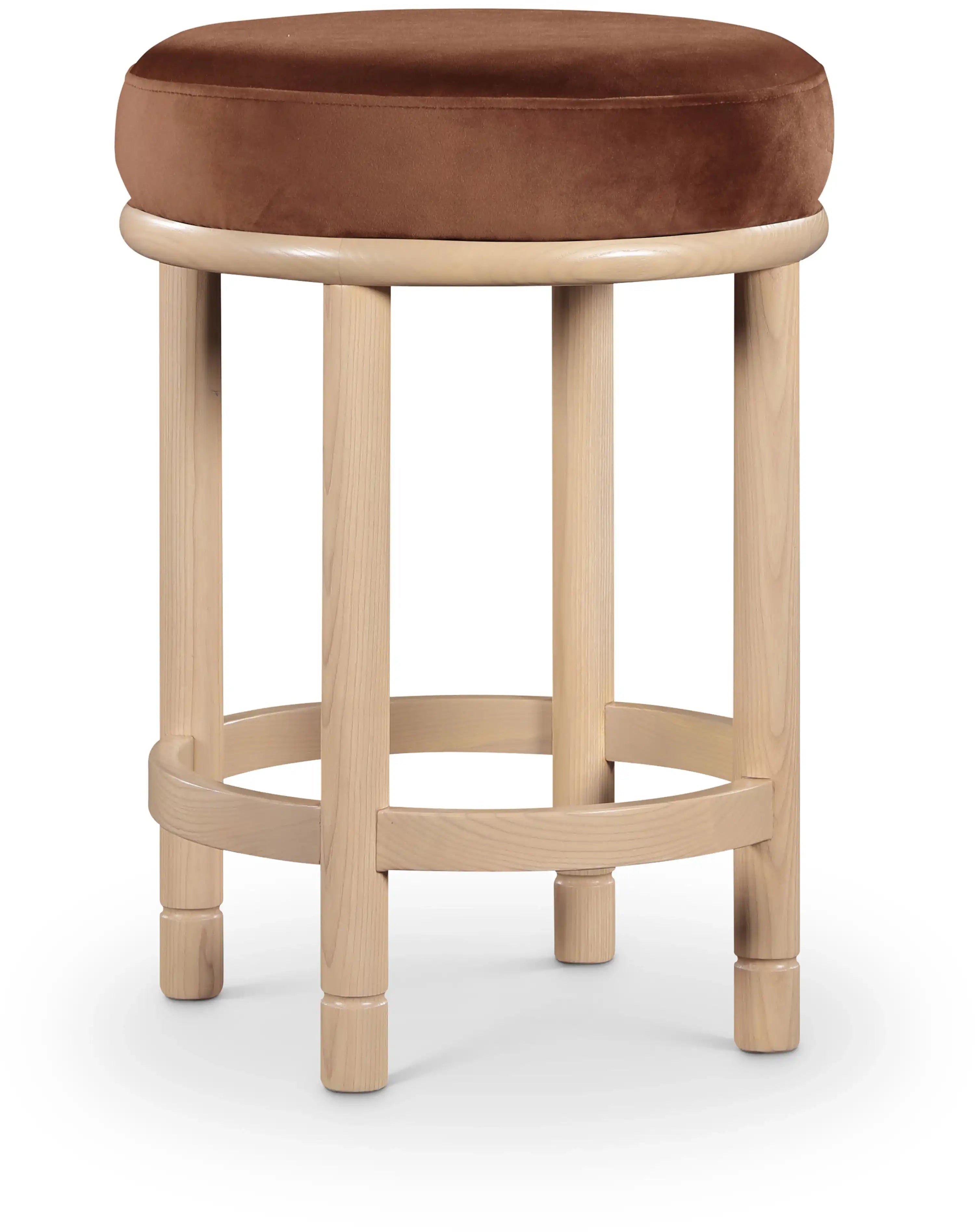 Monette - Counter Stool With Natural Base - Cognac - Best Buy Furniture