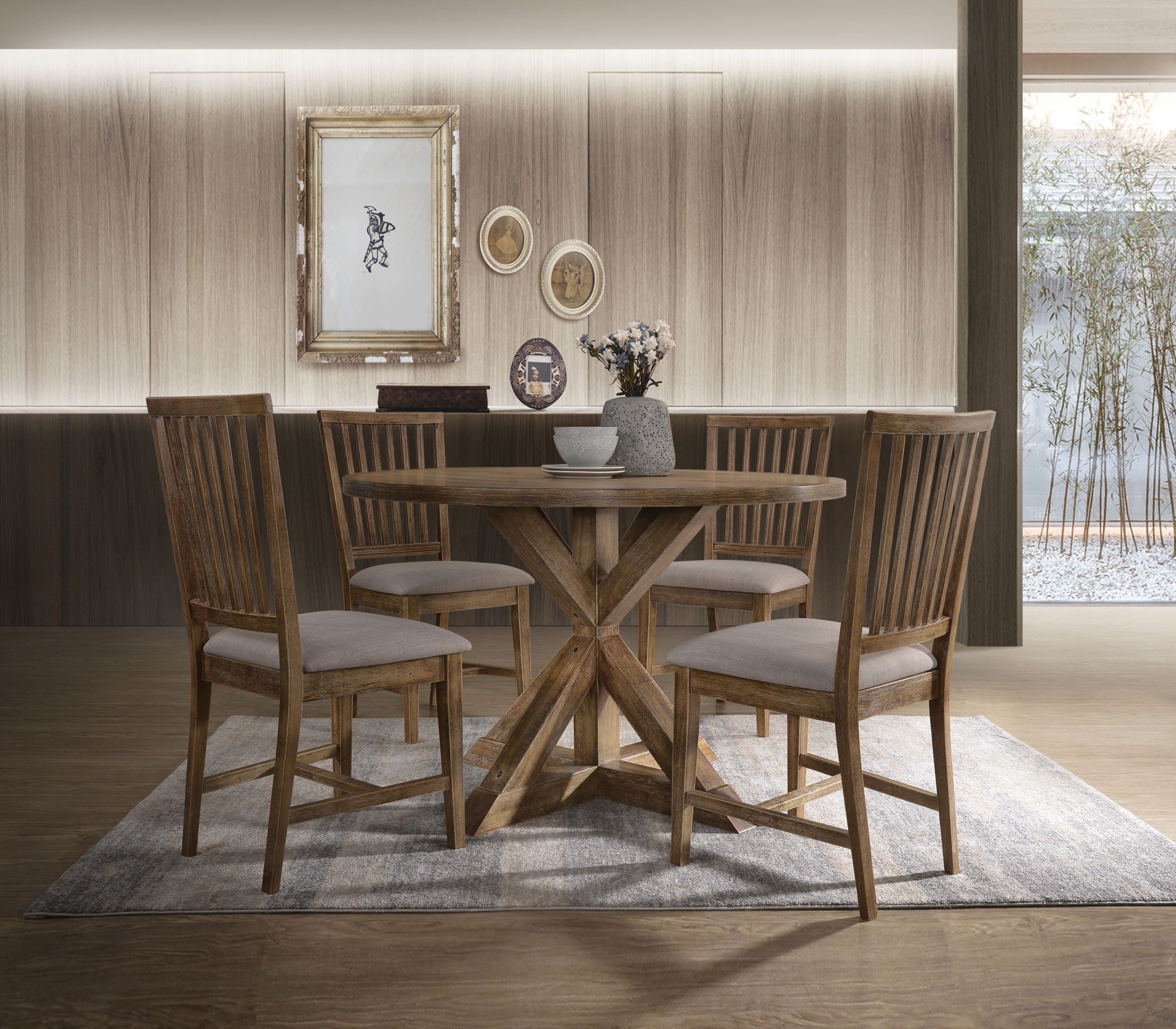 Wallace II - 5 Pieces Dining Room Set - Oak - Best Buy Furniture