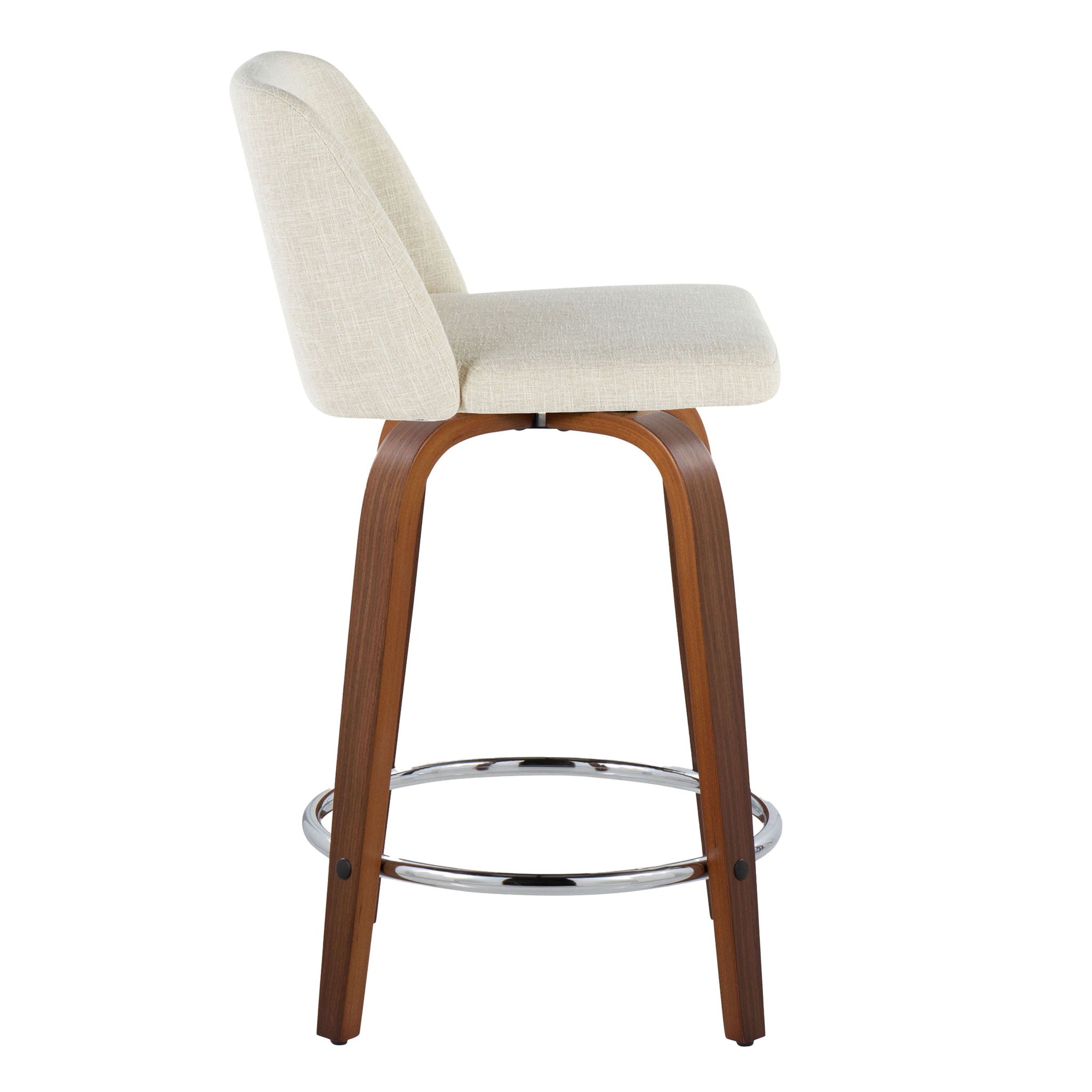 Toriano - Mid Century Modern Fixed Height Counter Stool With Swivel With Round Footrest (Set of 2) - Best Buy Furniture