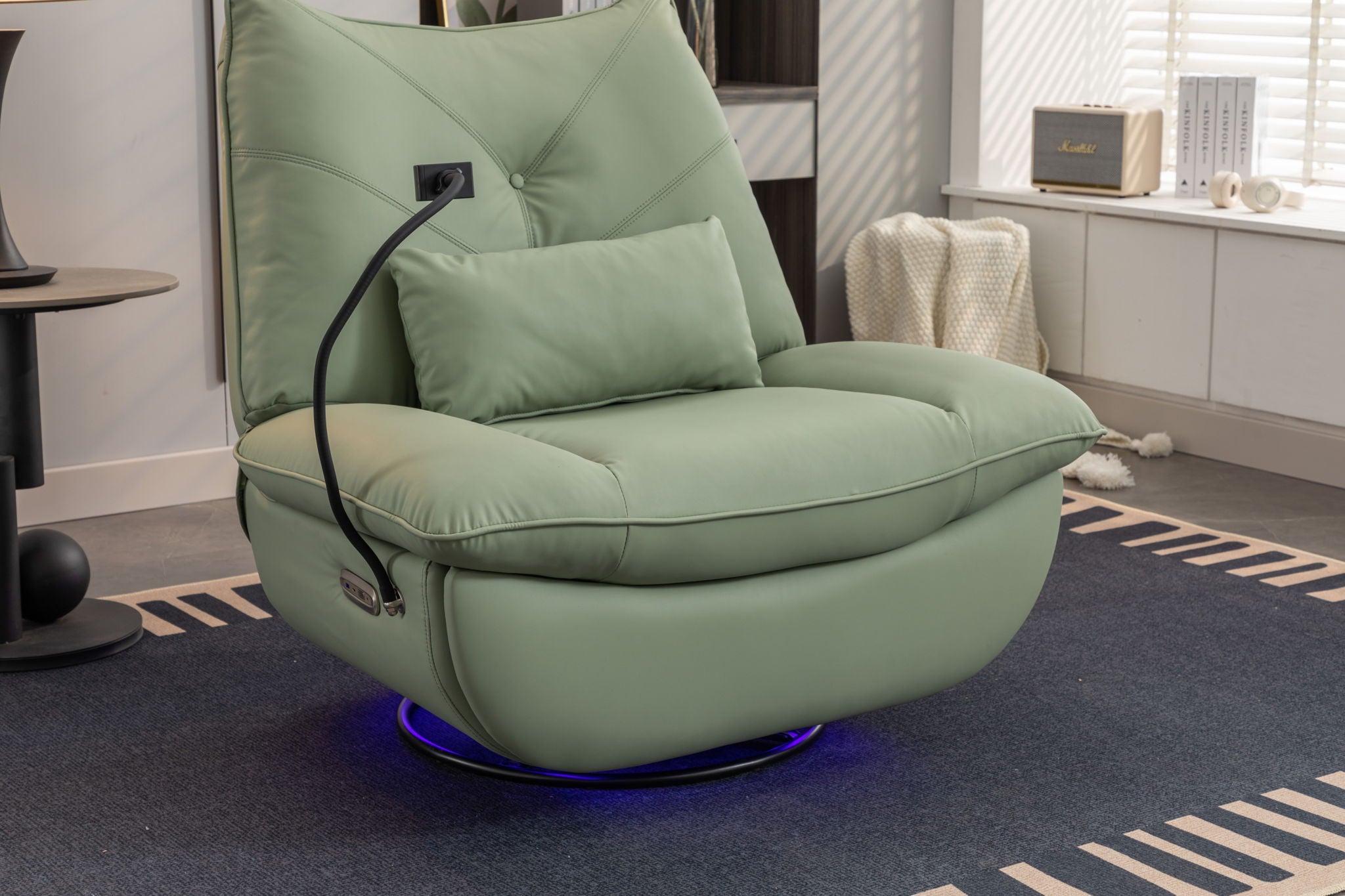 270 Swivel Glider Recliner Chair, Power Recliner Rocking Chair, USB Port Charge For Nursery Chair With Atmosphere Lamp For Living Room Bedroom Apartment - Best Buy Furniture