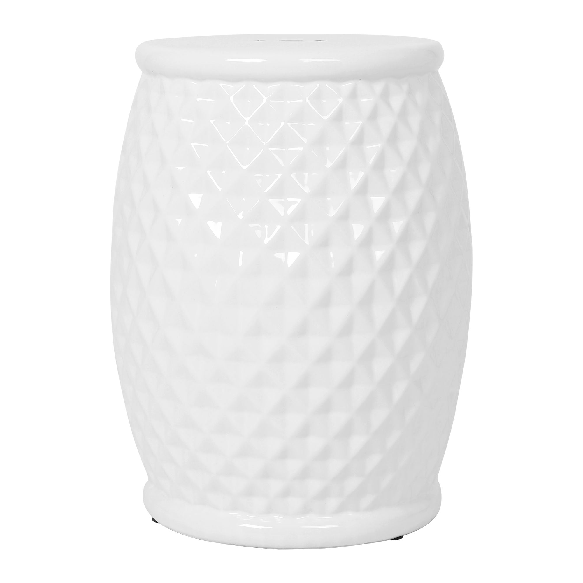 Glazed Ceramic Drum Stool Indoor / Outdoor Side Table Ceramic - White - Best Buy Furniture