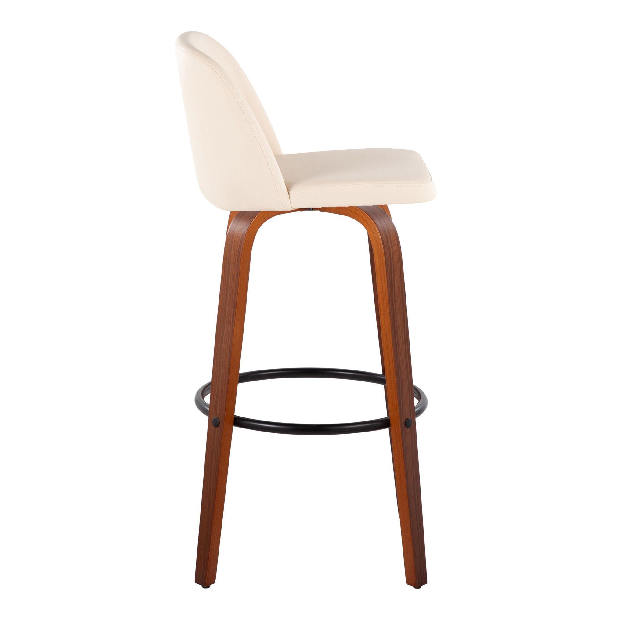 Toriano - Mid Century Modern Fixed Height Barstool Swivel And Round Footrest (Set of 2) - Best Buy Furniture