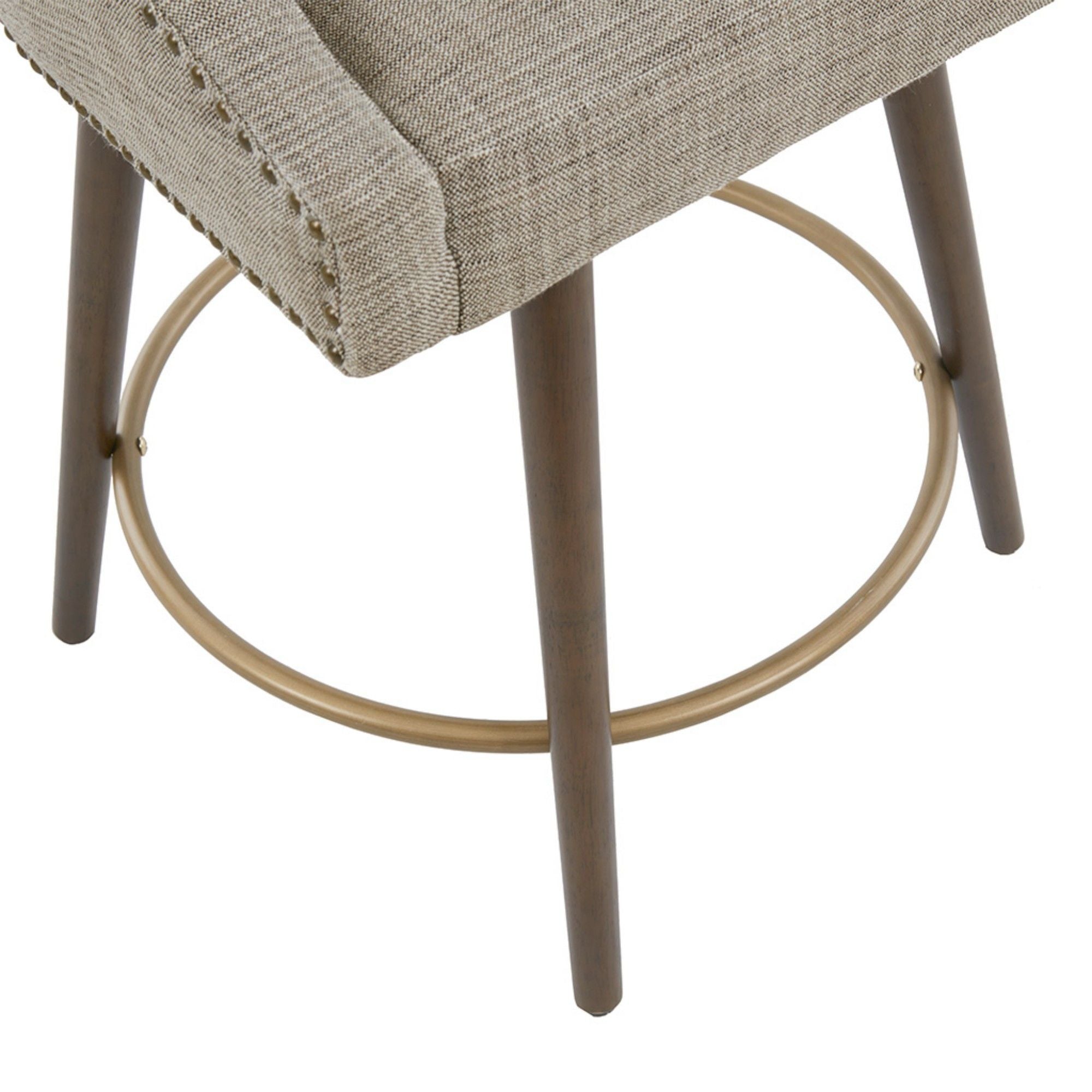 Swivel Counter Stool With Antique Bronze Detailing - Beige Multi - Best Buy Furniture