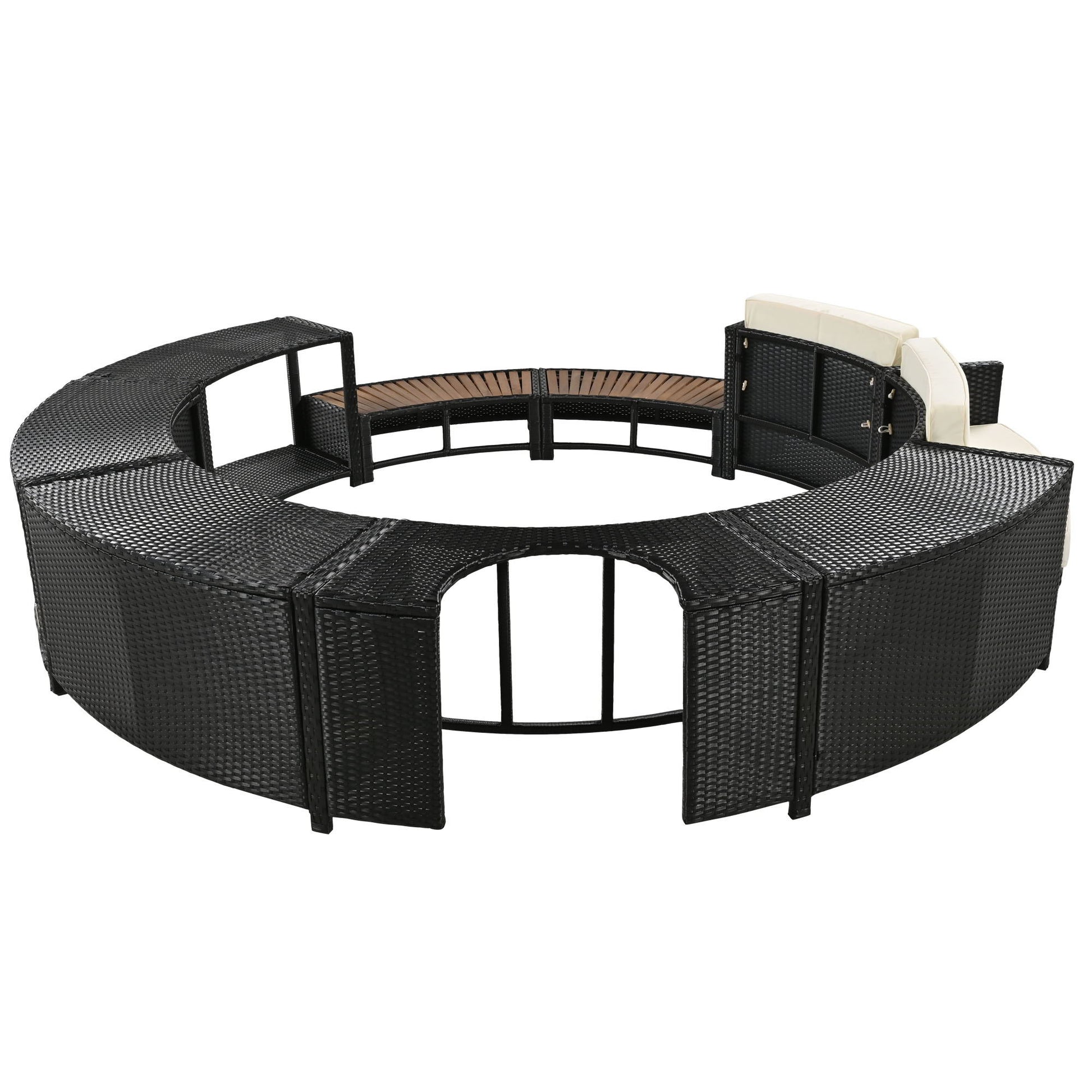 Spa Surround Spa Frame Patio Rattan Sofa Set With Storage Spaces, Mini Sofa And Comfortable Cushion For Patio, Backyard - Best Buy Furniture