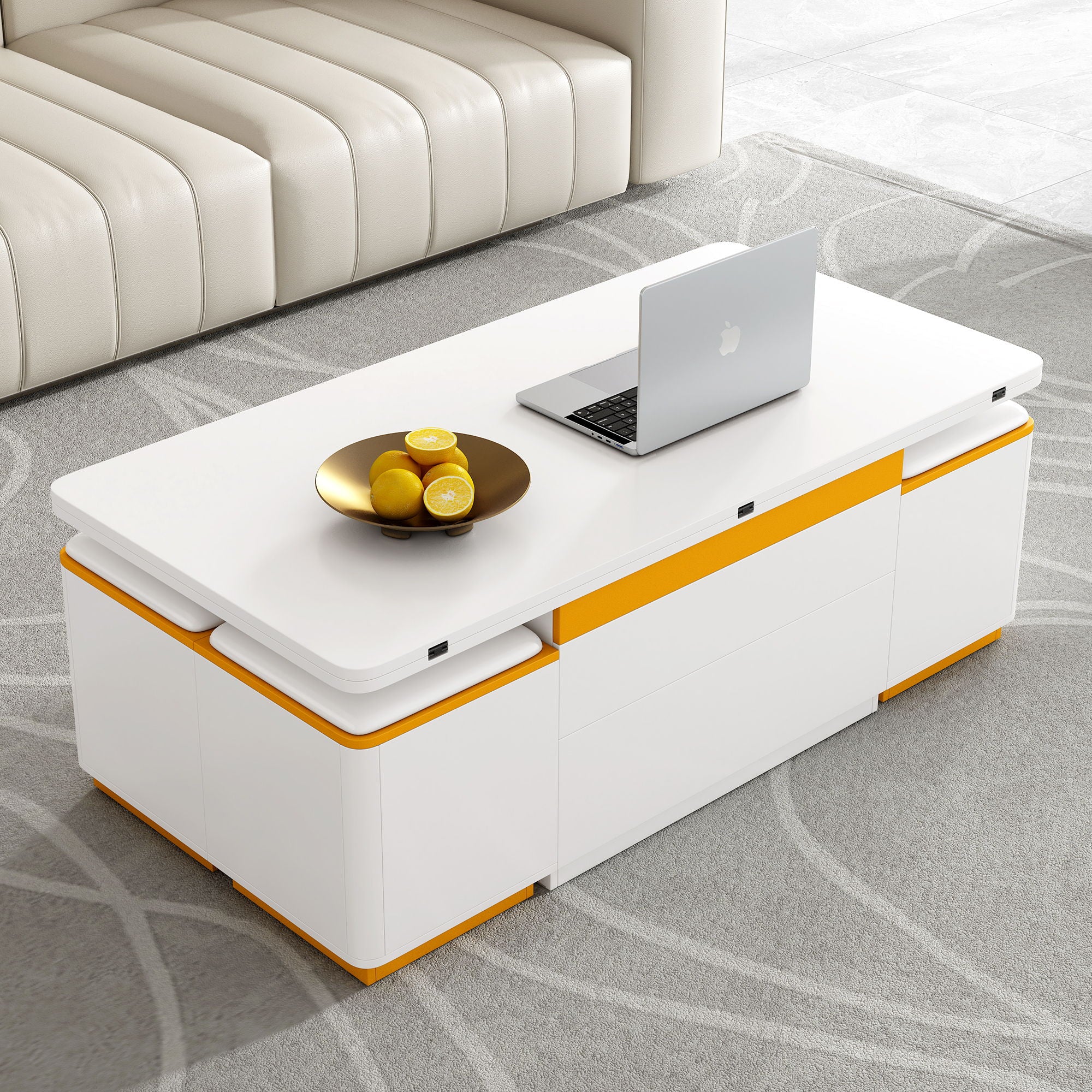 Multi Functional Adjustable Coffee Table With 4 Storage Stools - Best Buy Furniture