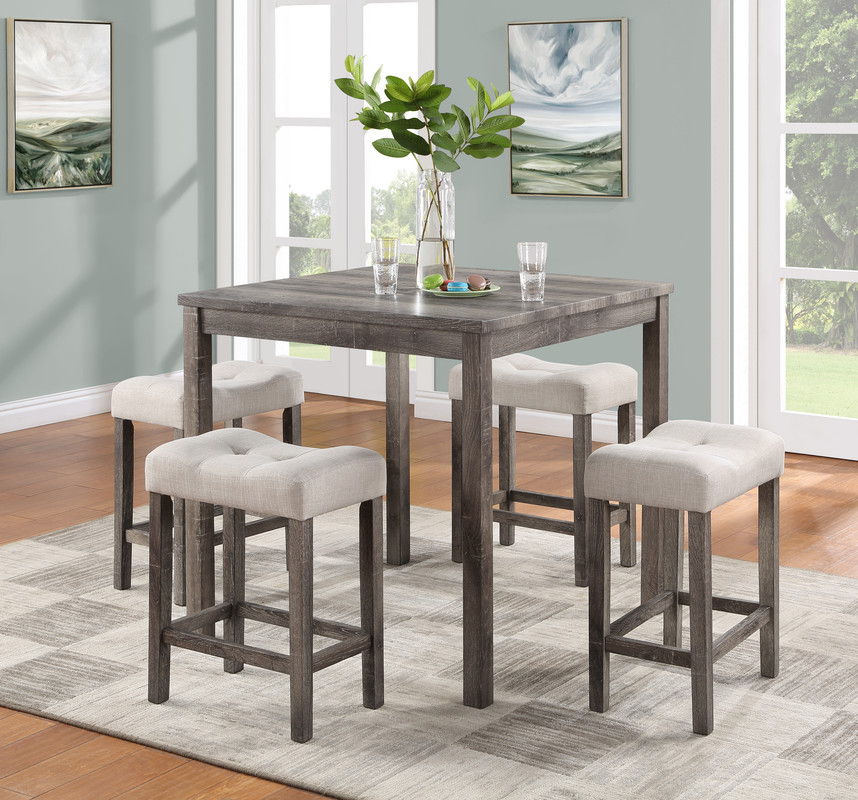 Lucian - Counter Height Pub Table With Tufted Linen Stools - Best Buy Furniture