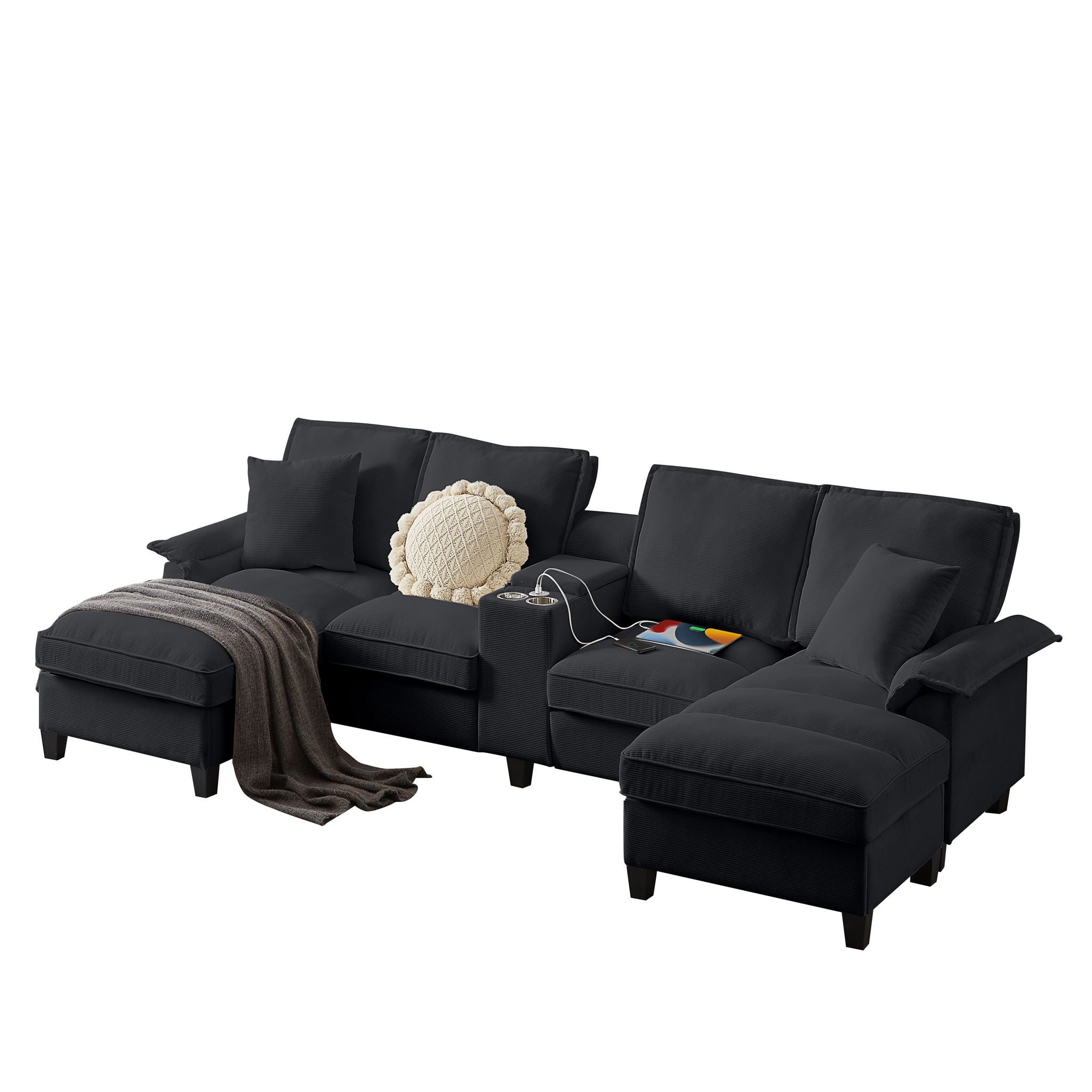 Modern U-Shaped Sectional Sofa Bed With Storage - Best Buy Furniture