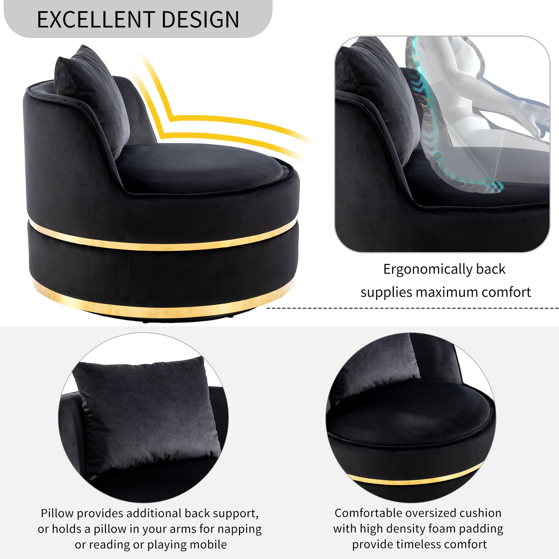 360 Degree Swivel Over Sized Upholstered Barrel Chair - Best Buy Furniture