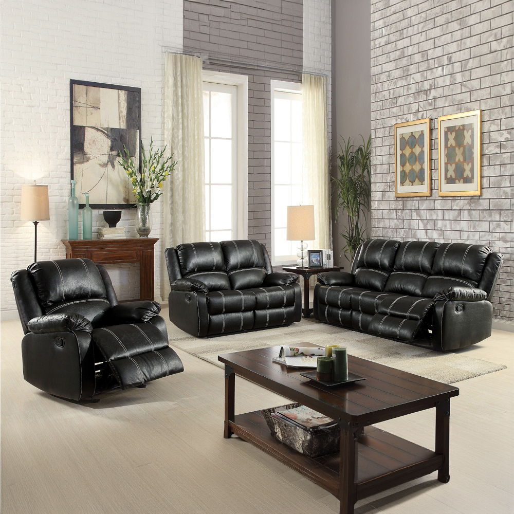 Zuriel - Synthetic Leather 3 Piece Living Room Recliner Set - Best Buy Furniture