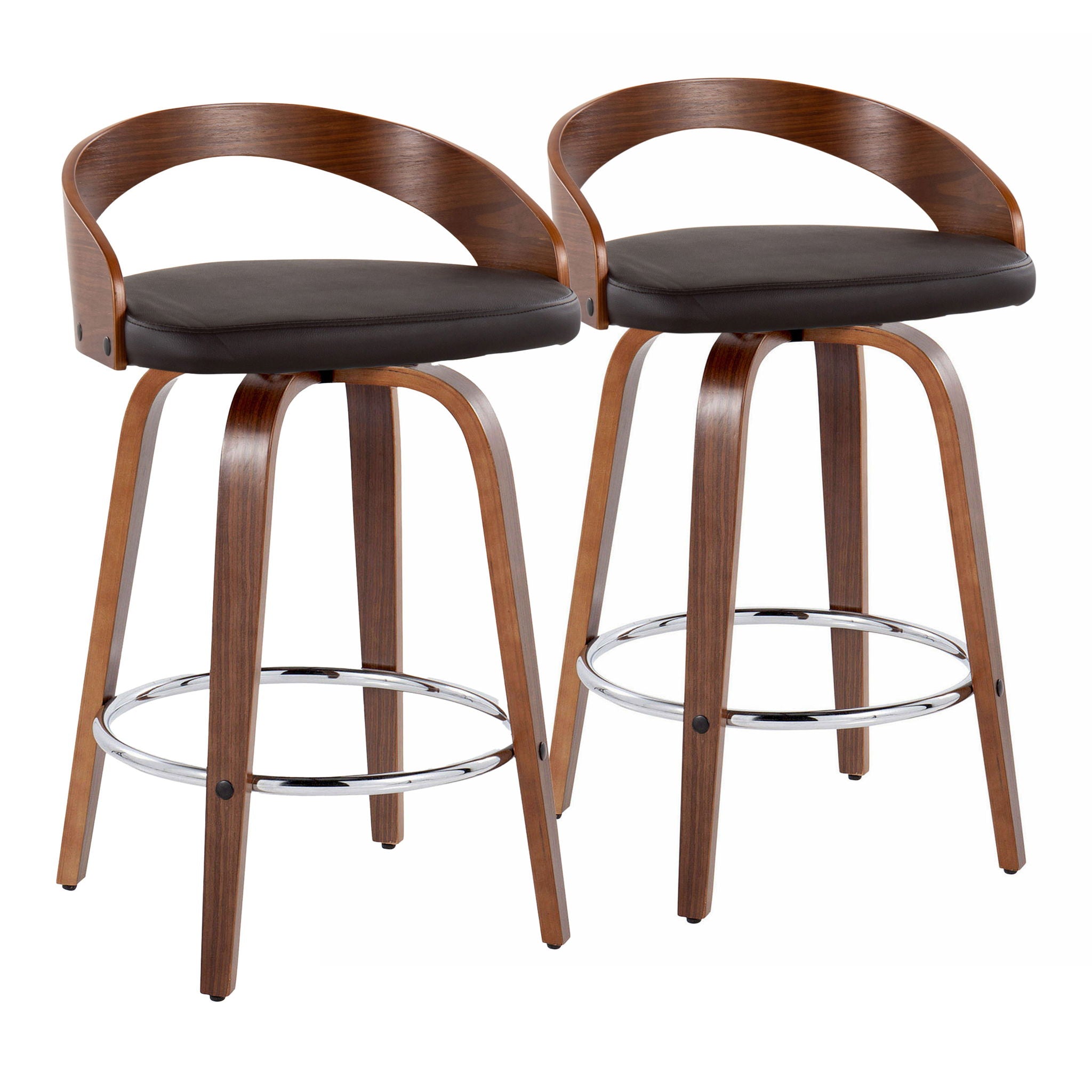 Grotto - Mid Century Modern Elegant Fixed Height Counter Stool With Swivel With Round Footrest (Set of 2) - Best Buy Furniture