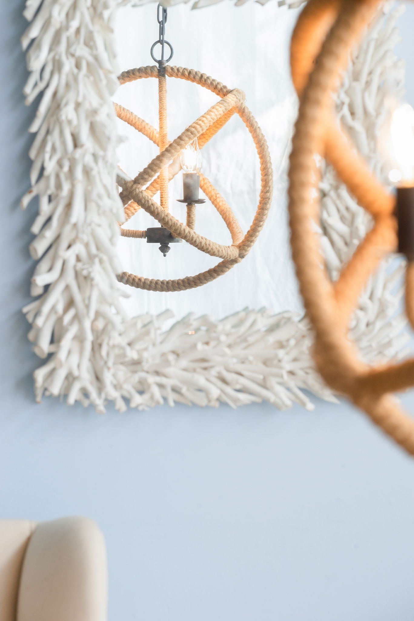 3 Light Farmhouse Chandelier, Rope Chandelier Globe Hanging Light Fixture With With Adjustable Chain For Kitchen, Bulb Not Included - Beige Brown - Best Buy Furniture