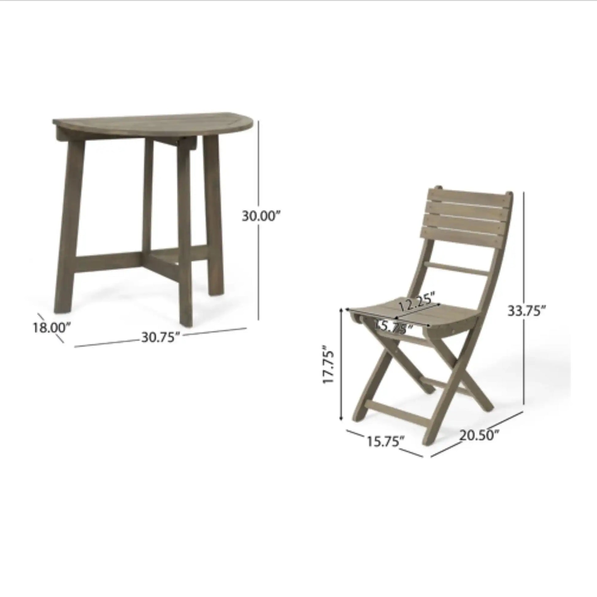 Outdoor 3 Piece Half Round Folding Bistro Set - Best Buy Furniture