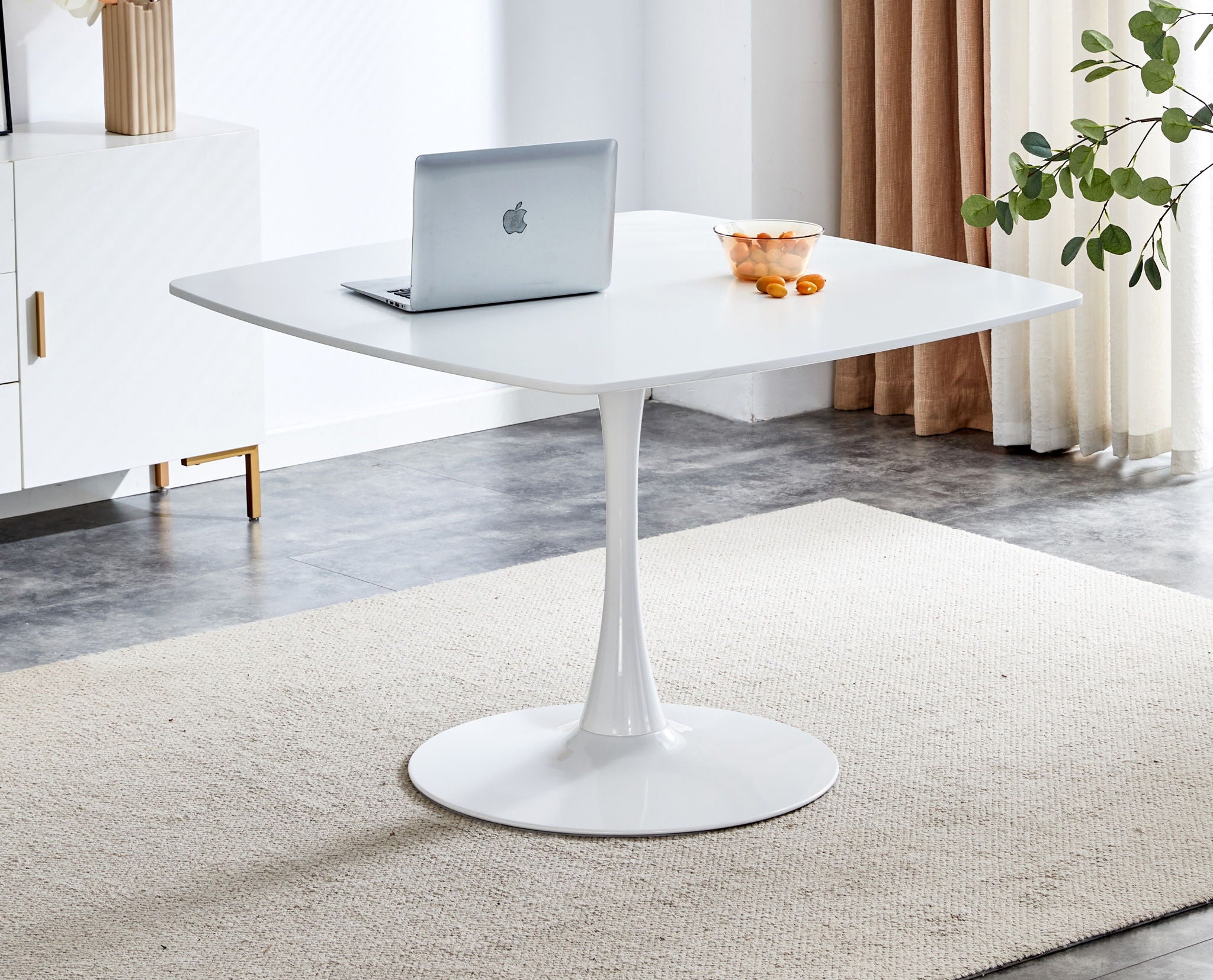 Table Mid-Century Dining Table For 4-6 People With Round MDF Table Top, Pedestal Dining Table, End Table Leisure Coffee Table - Best Buy Furniture