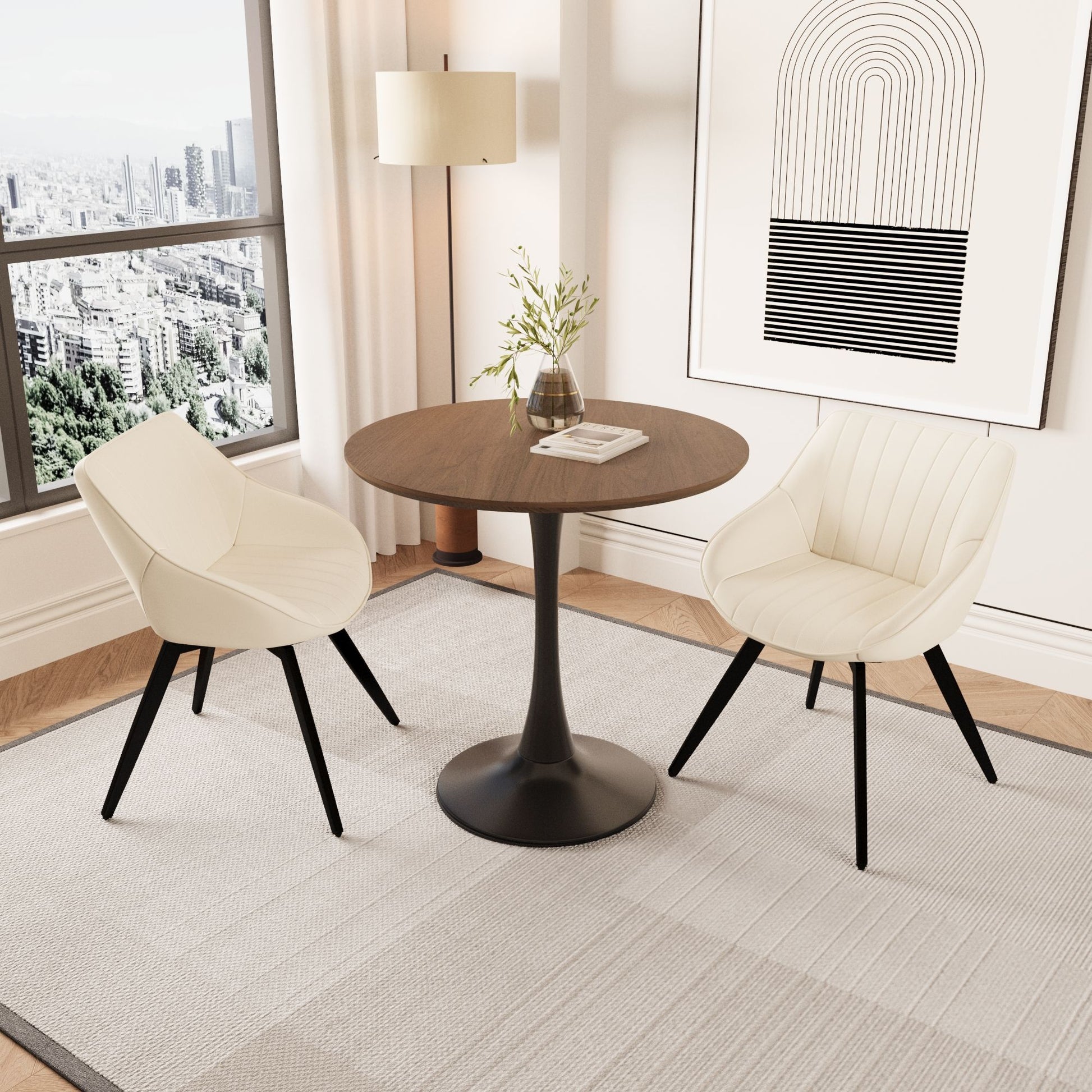 Round Dining Table Set With Tulip Design And 2 Chairs - Best Buy Furniture