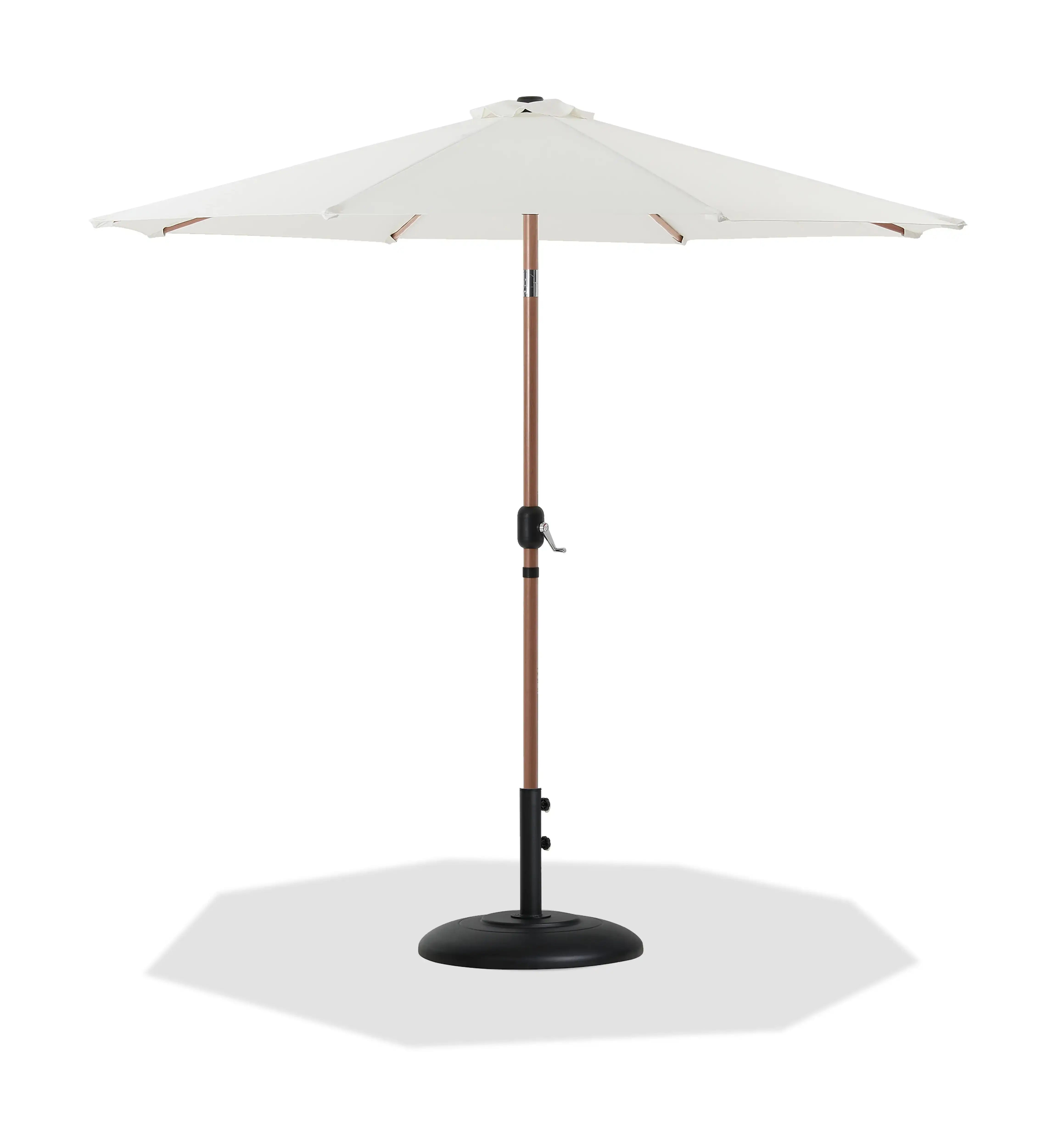 Fiji - Aluminum Patio Umbrella With Round Black And Teak Base - Best Buy Furniture