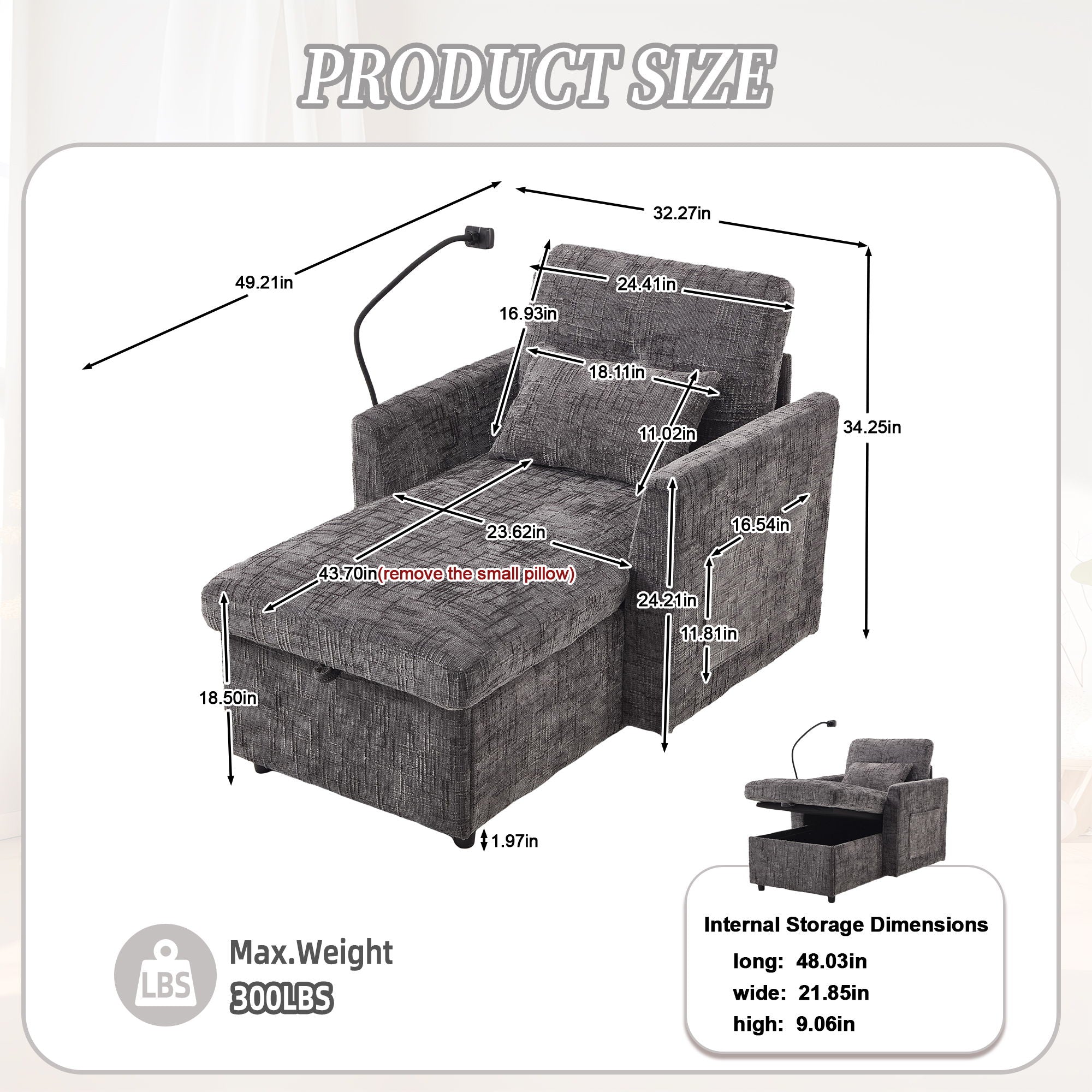Multifunctional Chenille Recliner Sofa With Storage And Phone Bracket - Best Buy Furniture