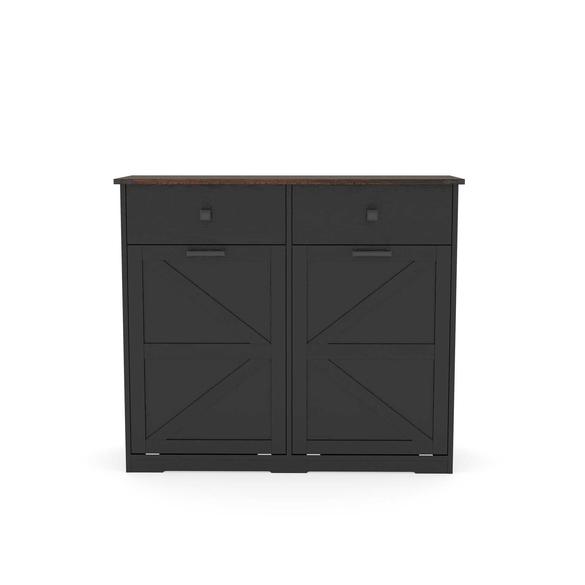Double Tilt Out Trash Cabinet With Hideaway Drawer And Barn Door Style - Best Buy Furniture