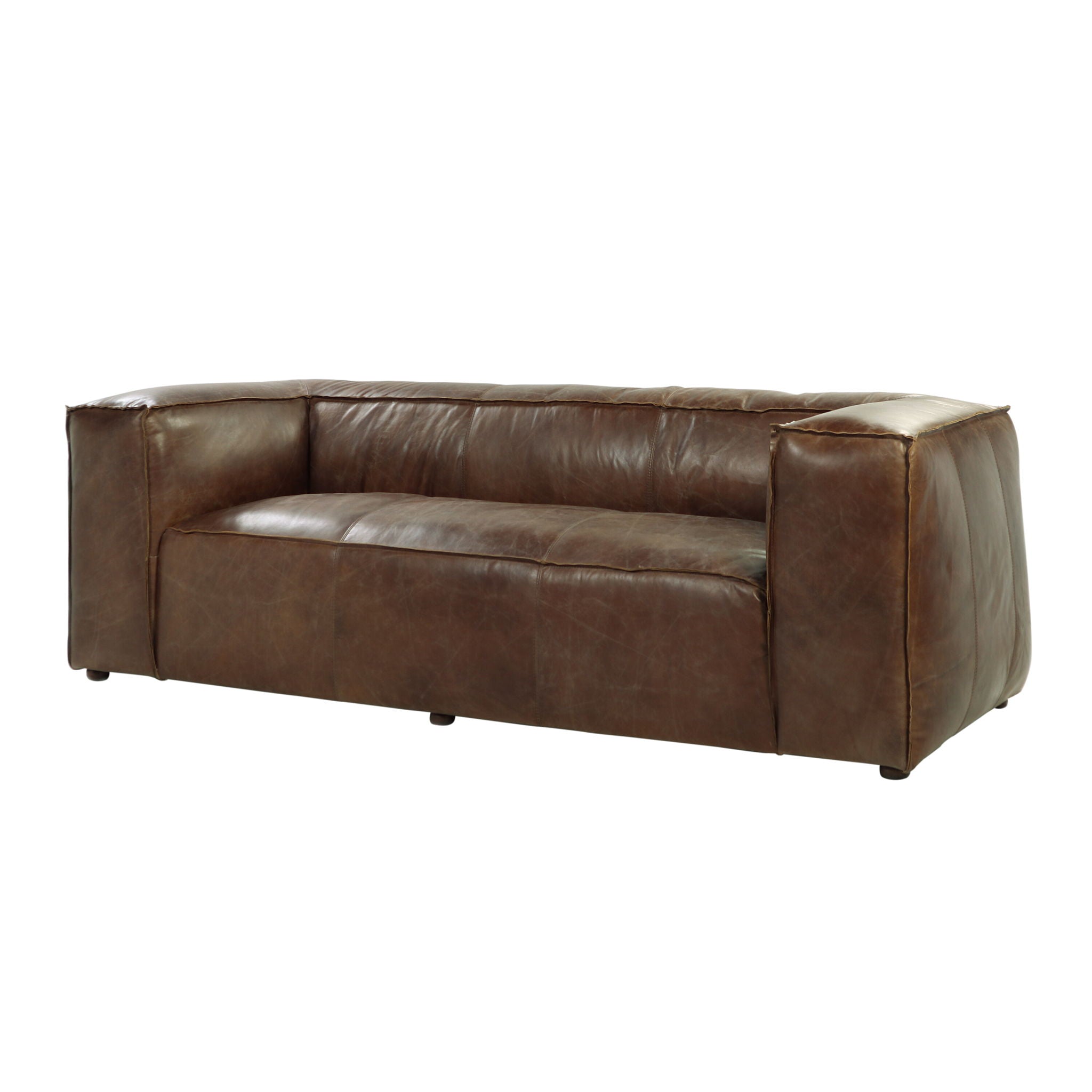 Brancaster - Grain Leather Sofa - Brown - Best Buy Furniture