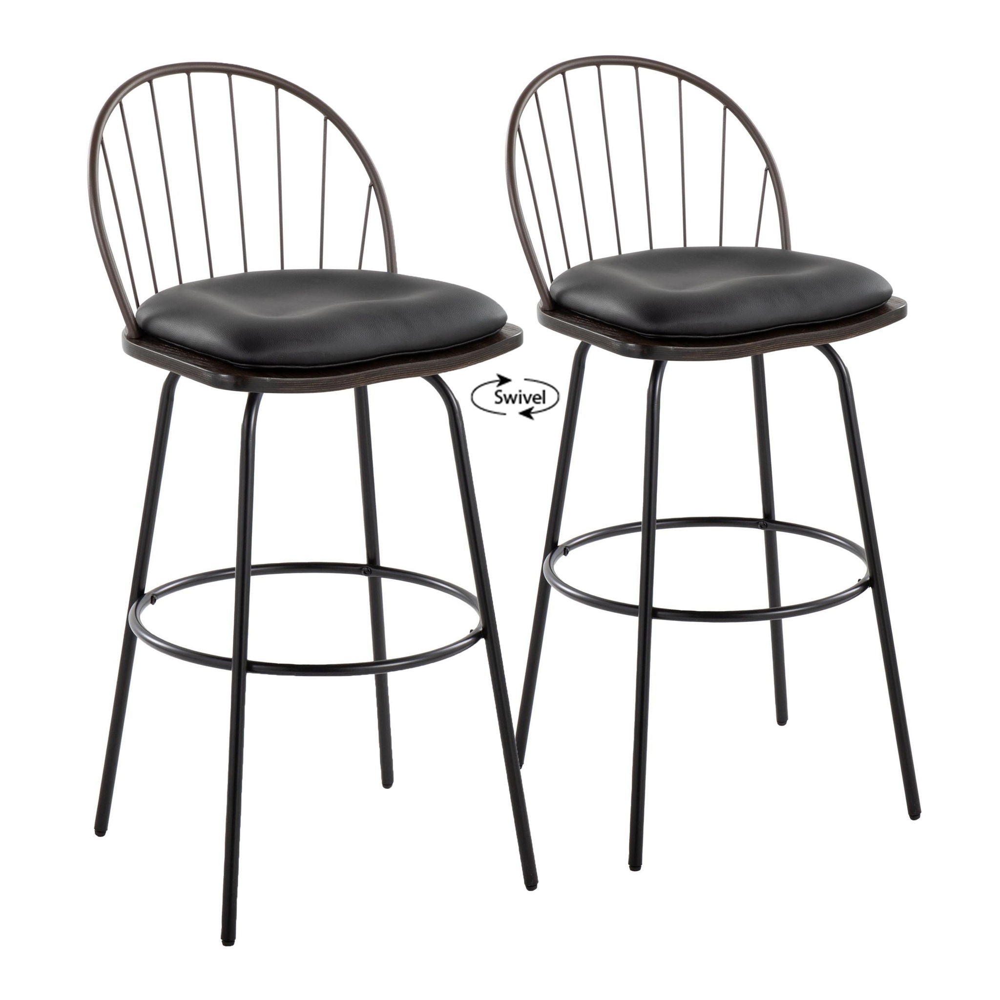 Riley - Claire Farmhouse Fixed Height Barstool With Swivel With Round Footrest (Set of 2) - Best Buy Furniture