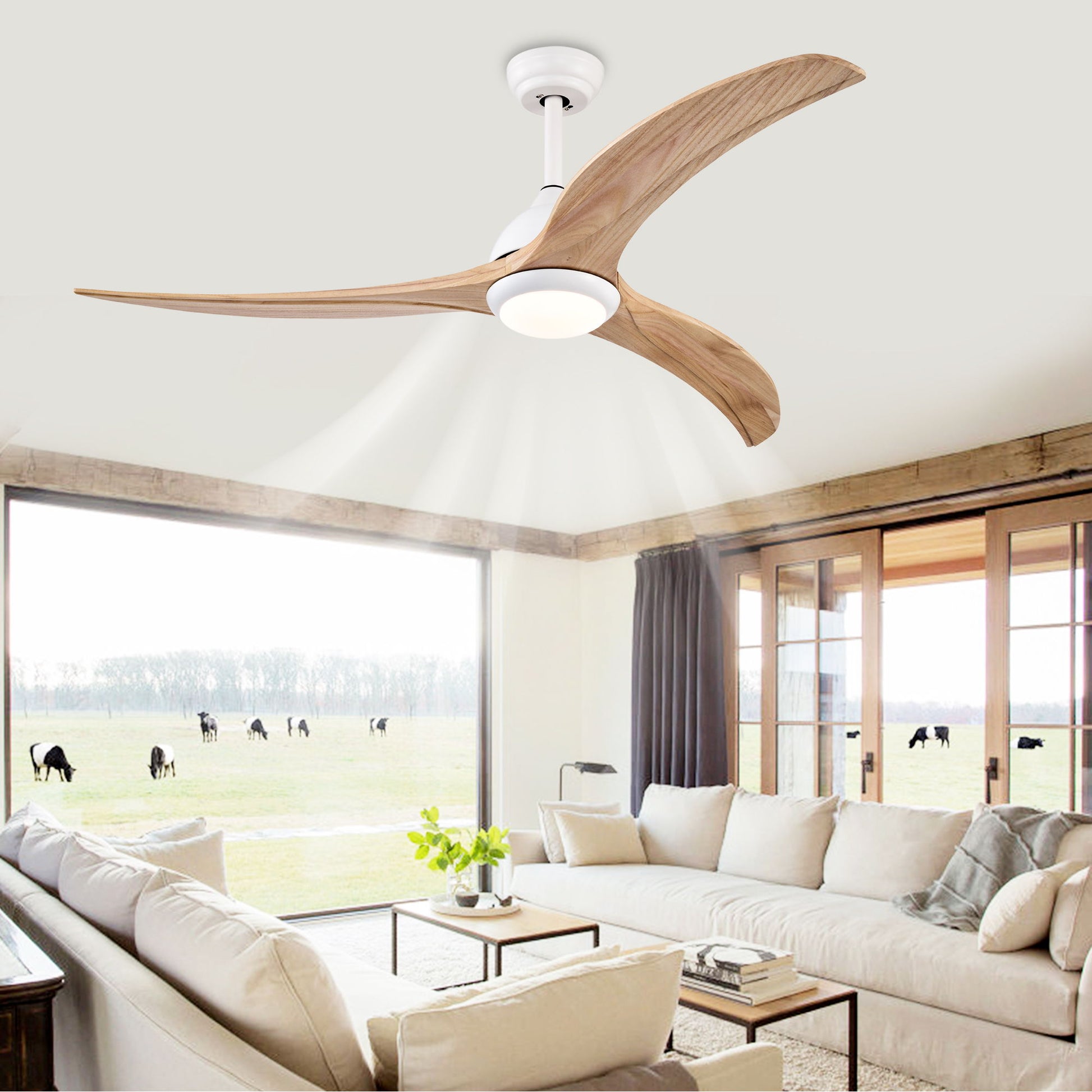 Indoor Outdoor Ceiling Fan With Light With Remote Control, Noiseless Reversible Motor, 6 Speed, 3 Color - Best Buy Furniture