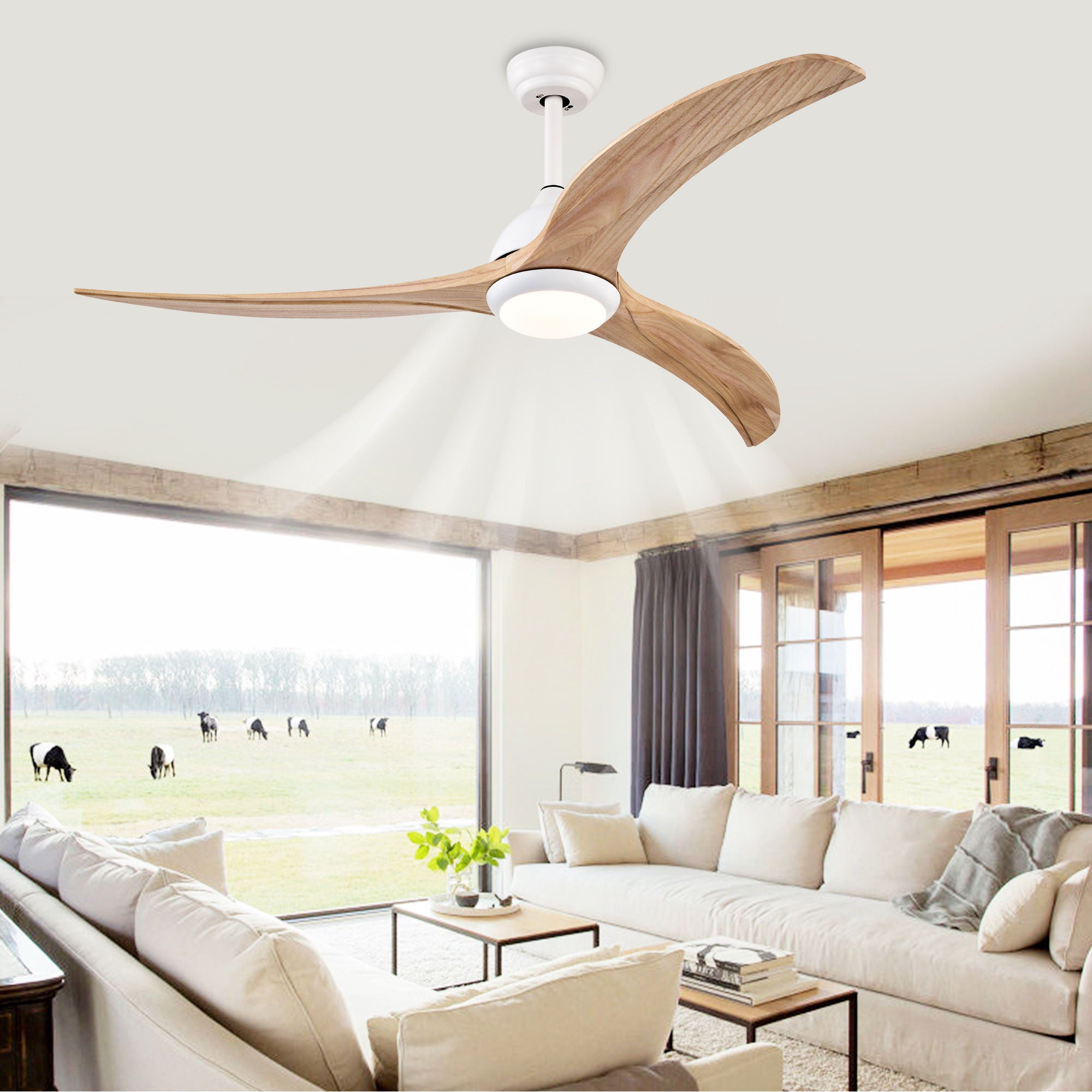 Indoor Outdoor Ceiling Fan With Light With Remote Control, Noiseless Reversible Motor, 6 Speed, 3 Color - Best Buy Furniture