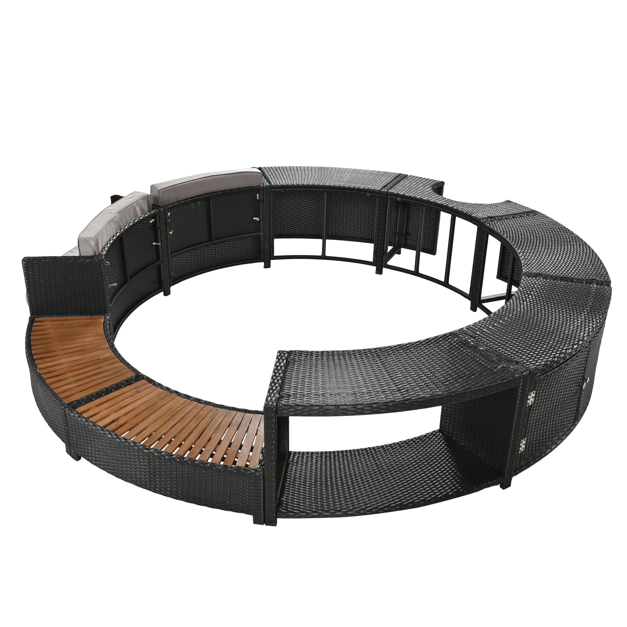 Spa Surround Spa Frame Patio Rattan Sofa Set With Storage Spaces, Mini Sofa And Comfortable Cushion For Patio, Backyard - Best Buy Furniture