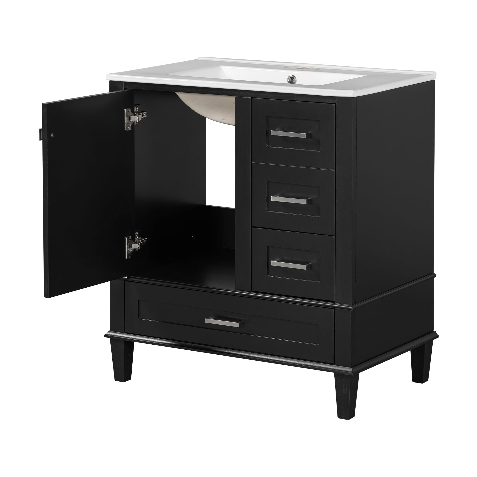 Bathroom Vanity, Modern Bathroom Cabinet With Sink Combo Set, Bathroom Storage Cabinet With A Soft Closing Door And 3 Drawers, Solid Wood Frame - Best Buy Furniture