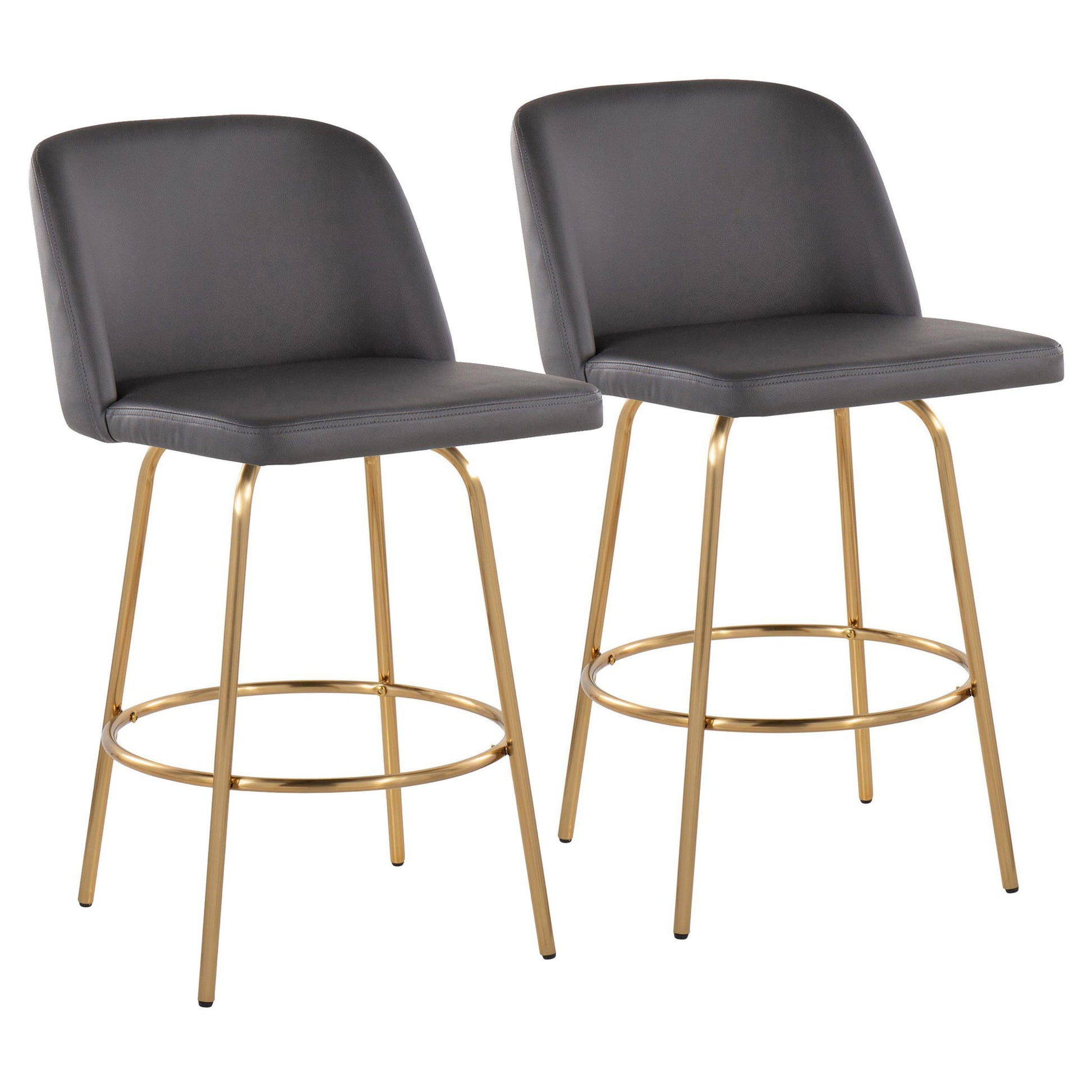Toriano - Contemporary, Fixed Height Counter Stool With Swivel With Round Footrest (Set of 2) - Best Buy Furniture