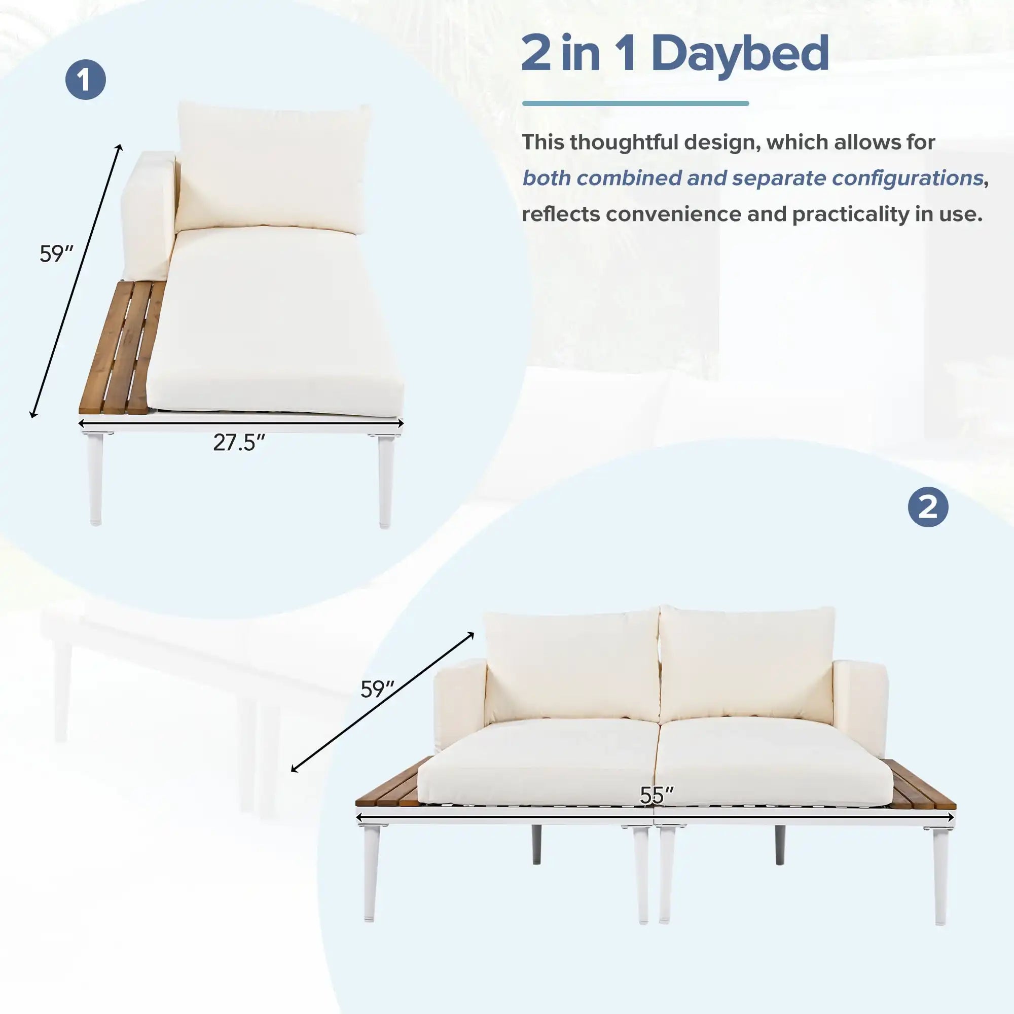 Modern Outdoor Daybed with Faux Marble Top, Beige - Best Buy Furniture