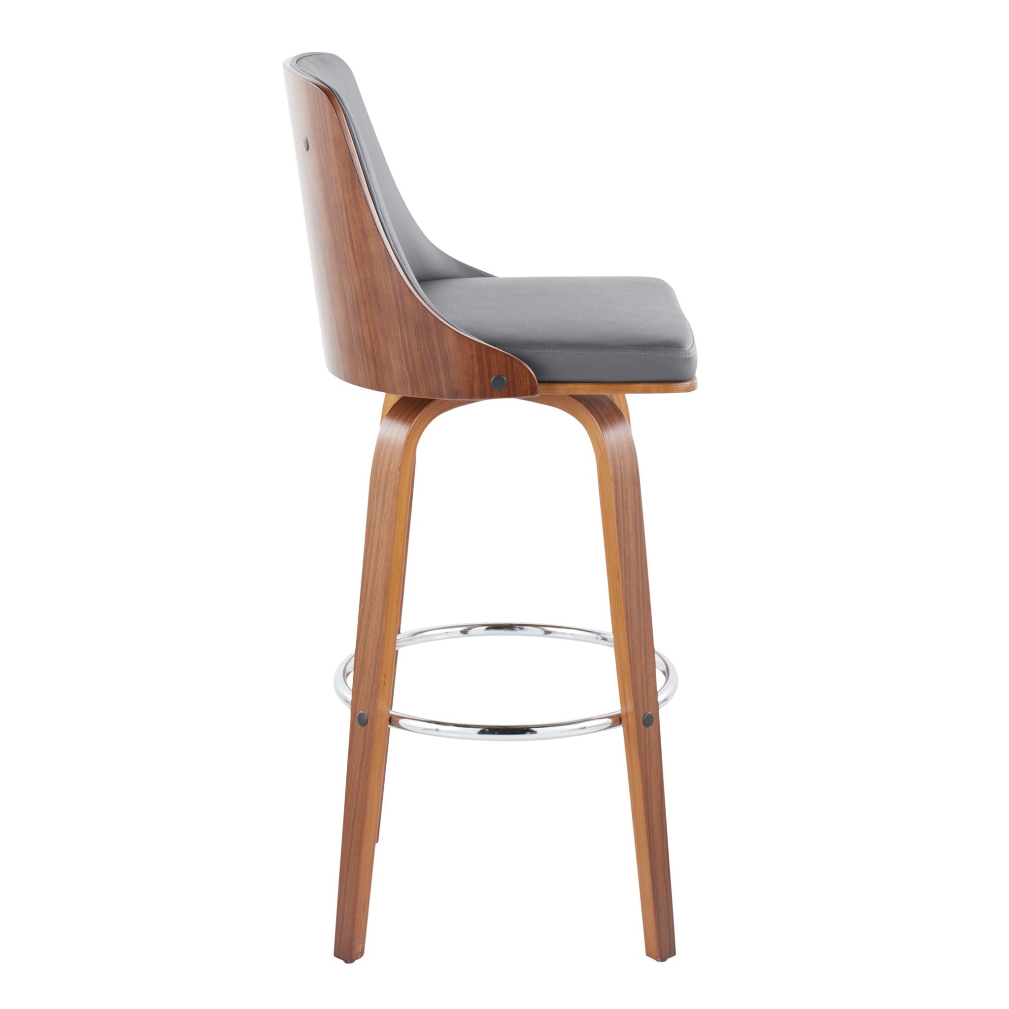 Gianna - Mid Century Modern Fixed Height Barstool With Swivel With Round Footrest (Set of 2) - Best Buy Furniture