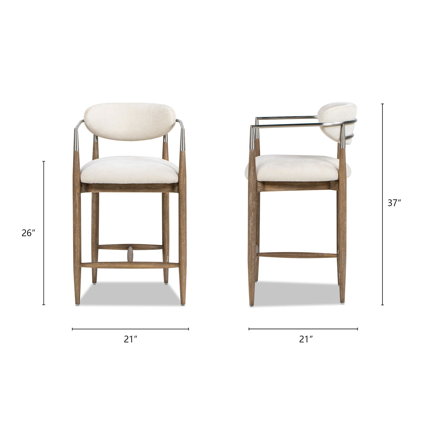 Artemis - Mixed Material Upholstered Counter Stool - Warm White - Best Buy Furniture