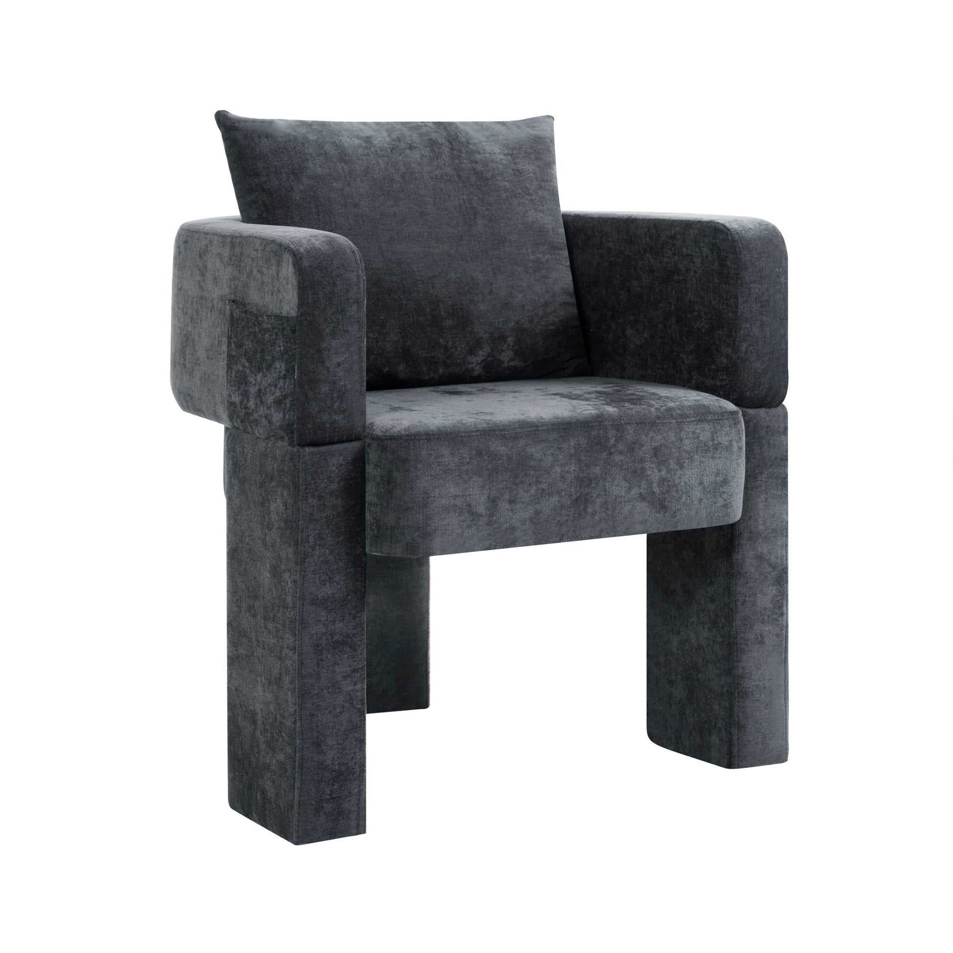 Modern 3 Leg Chenille Accent Chair With Ergonomic Arms & Removable Pillow - Best Buy Furniture