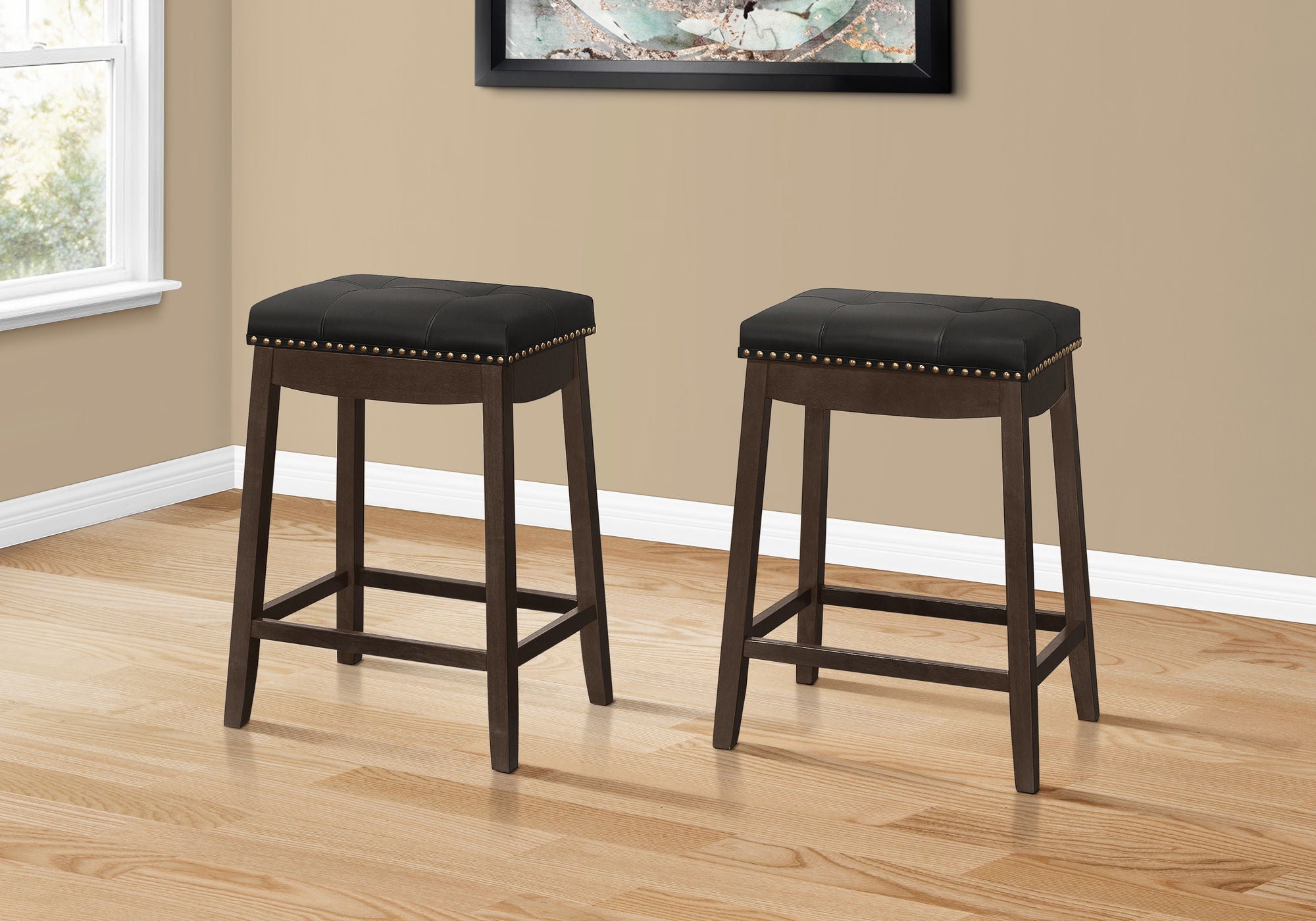 Bar Stool Counter Height, Saddle Seat, Transitional (Set of 2) - Best Buy Furniture